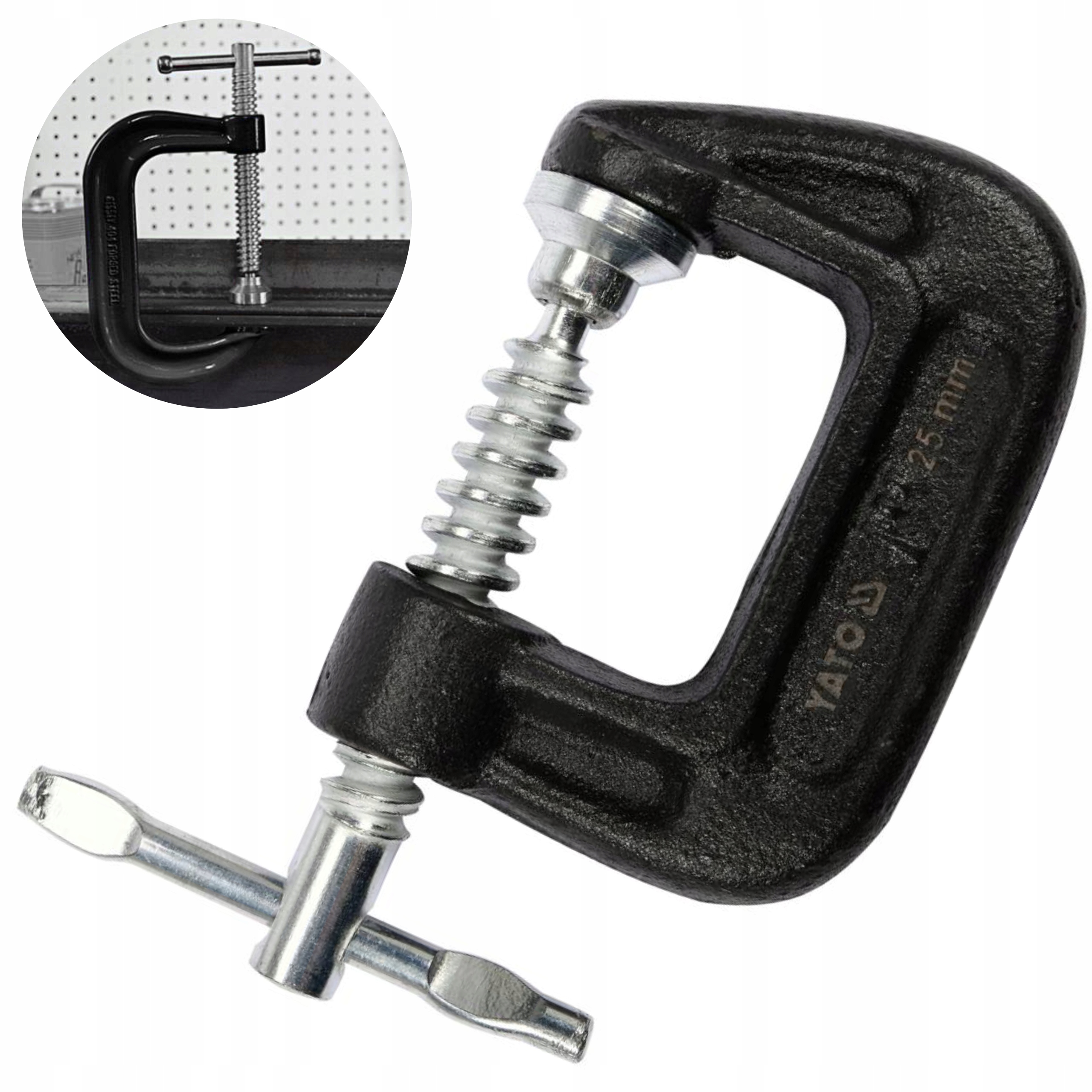 YATO ŚCISK ŚRUBOWY TYP C 1" UCHWYT STOLARSKI SPAWALNICZY ŻELIWNY YT-64250