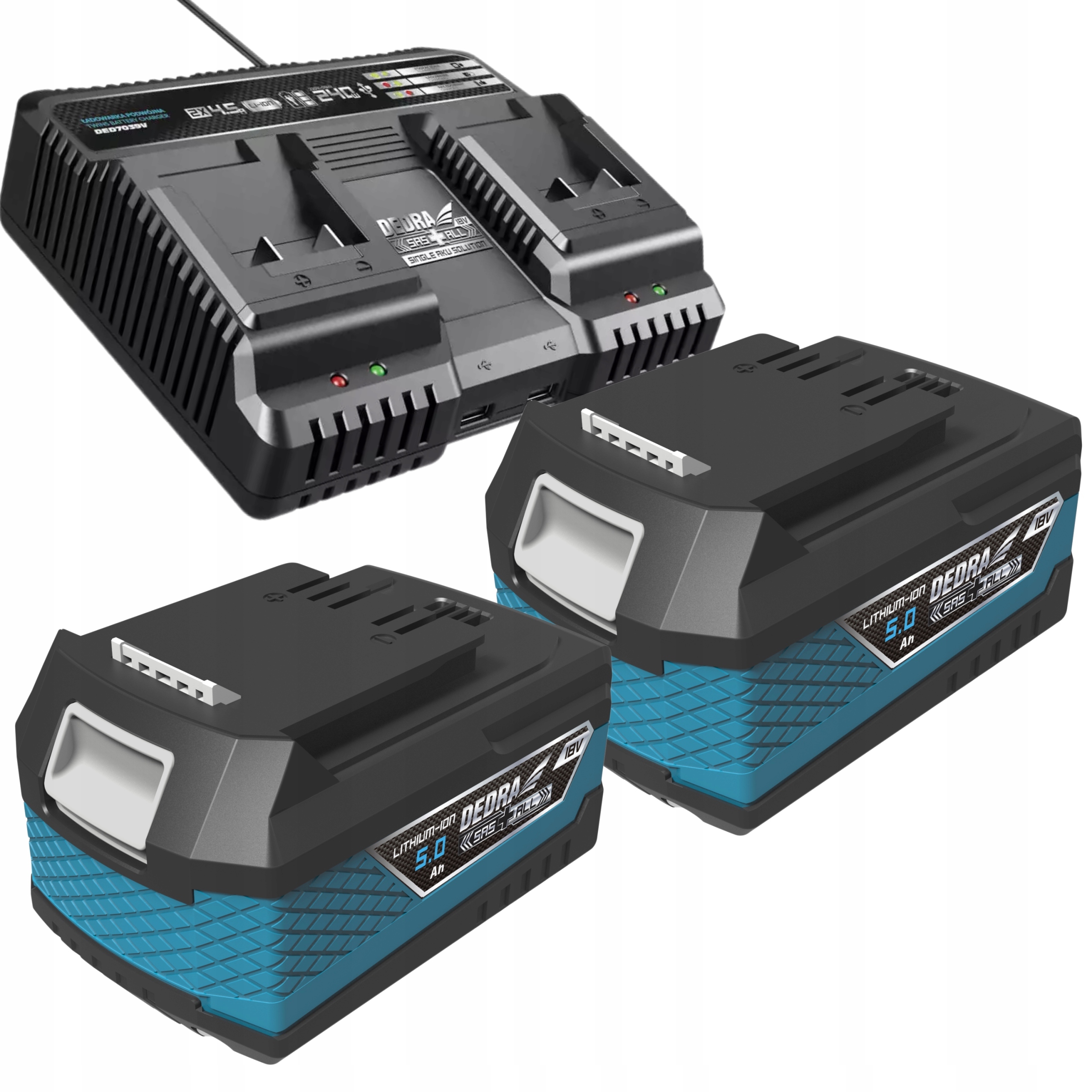DEDRA ŁADOWARKA AKUMULATOR SAS+ SZYBKA 18V 2x5Ah