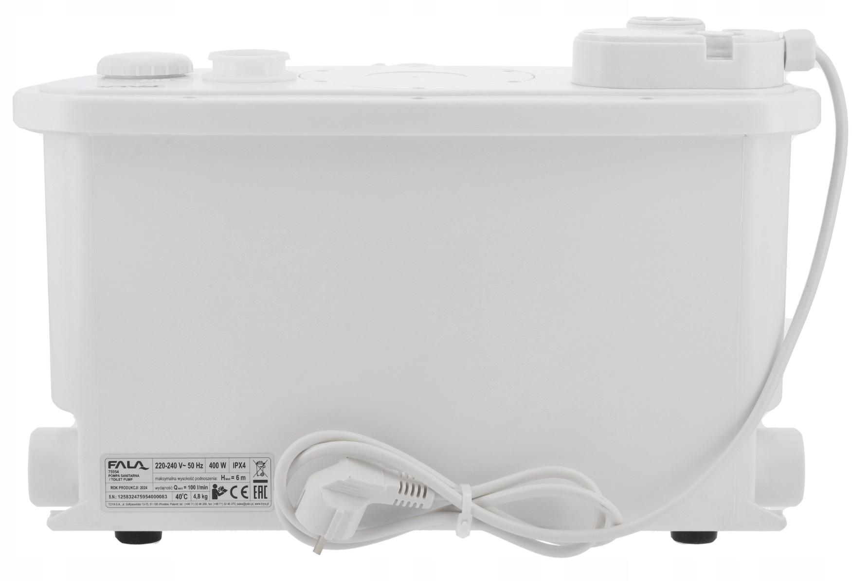 FALA POMPA DO WC 400W Z NOŻAMI TNĄCYMI ROZDRABNIACZEM PRZEPOMPOWNIA 75954