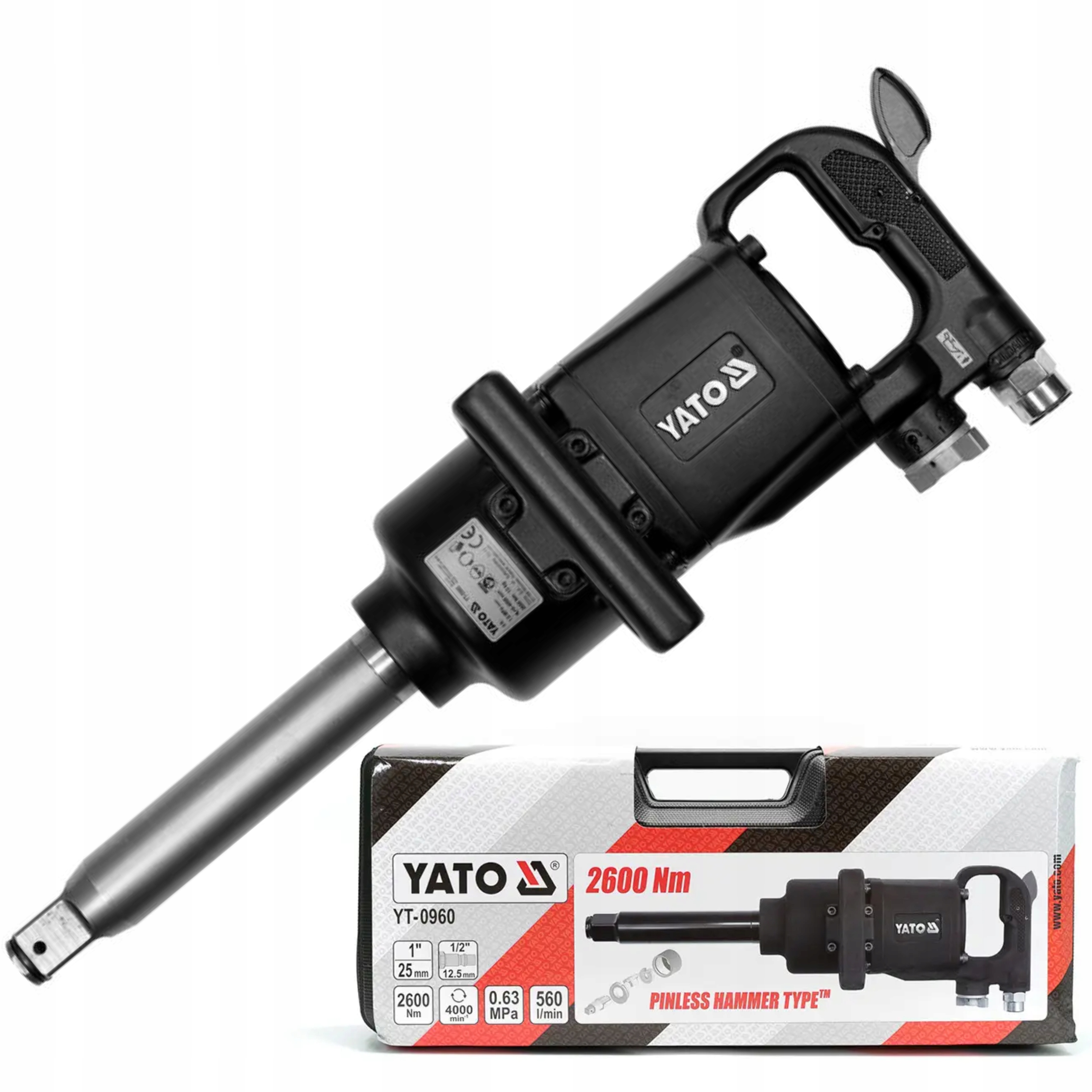 YATO KLUCZ UDAROWY PNEUMATYCZNY DURAL 1'' 2600NM WALIZKA KLUCZE YT-0960