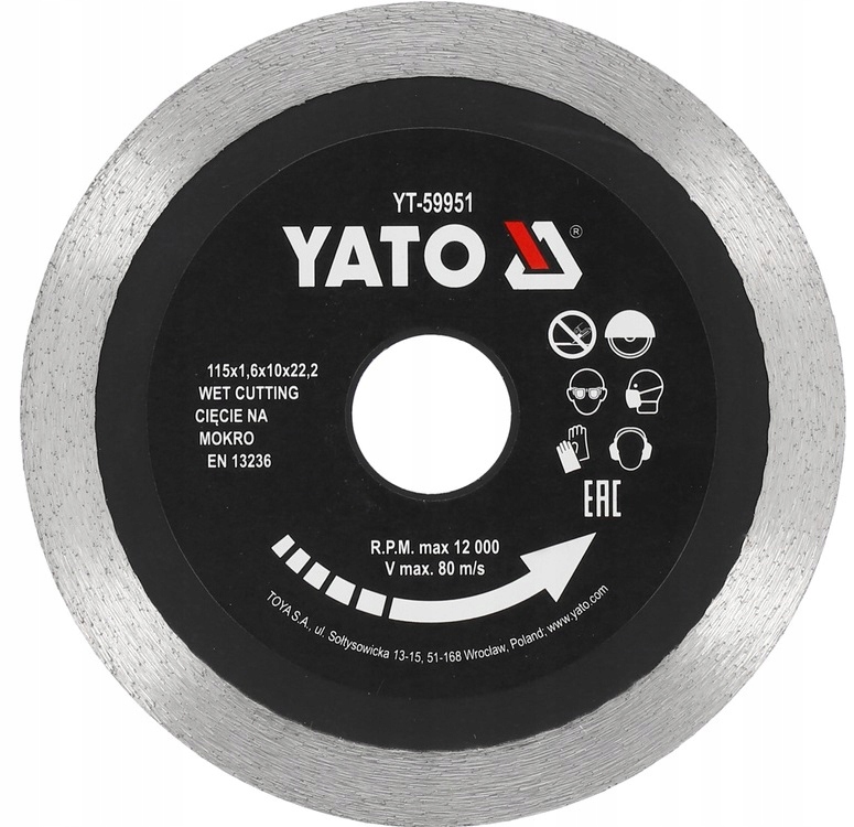 YATO TARCZA DIAMENTOWA SEGMENTOWA 115MM DO CIĘCIA CERAMIKI PŁYTEK YT-59951