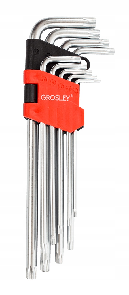 GROSLEY ZESTAW KLUCZY TRZPIENIOWYCH TORX EXTRA DŁUGICH - 9 SZT CLIP GR54009