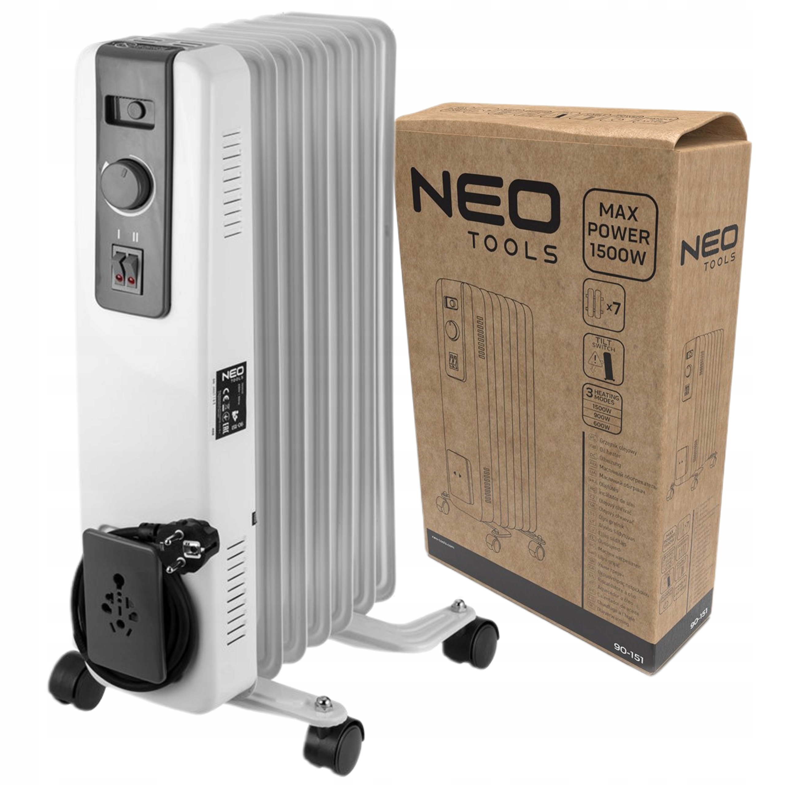 NEO GRZEJNIK OLEJOWY ELEKTRYCZNY TERMOSTAT 1500 W 7 ŻEBER ŻEBERKOWY OLEJAK