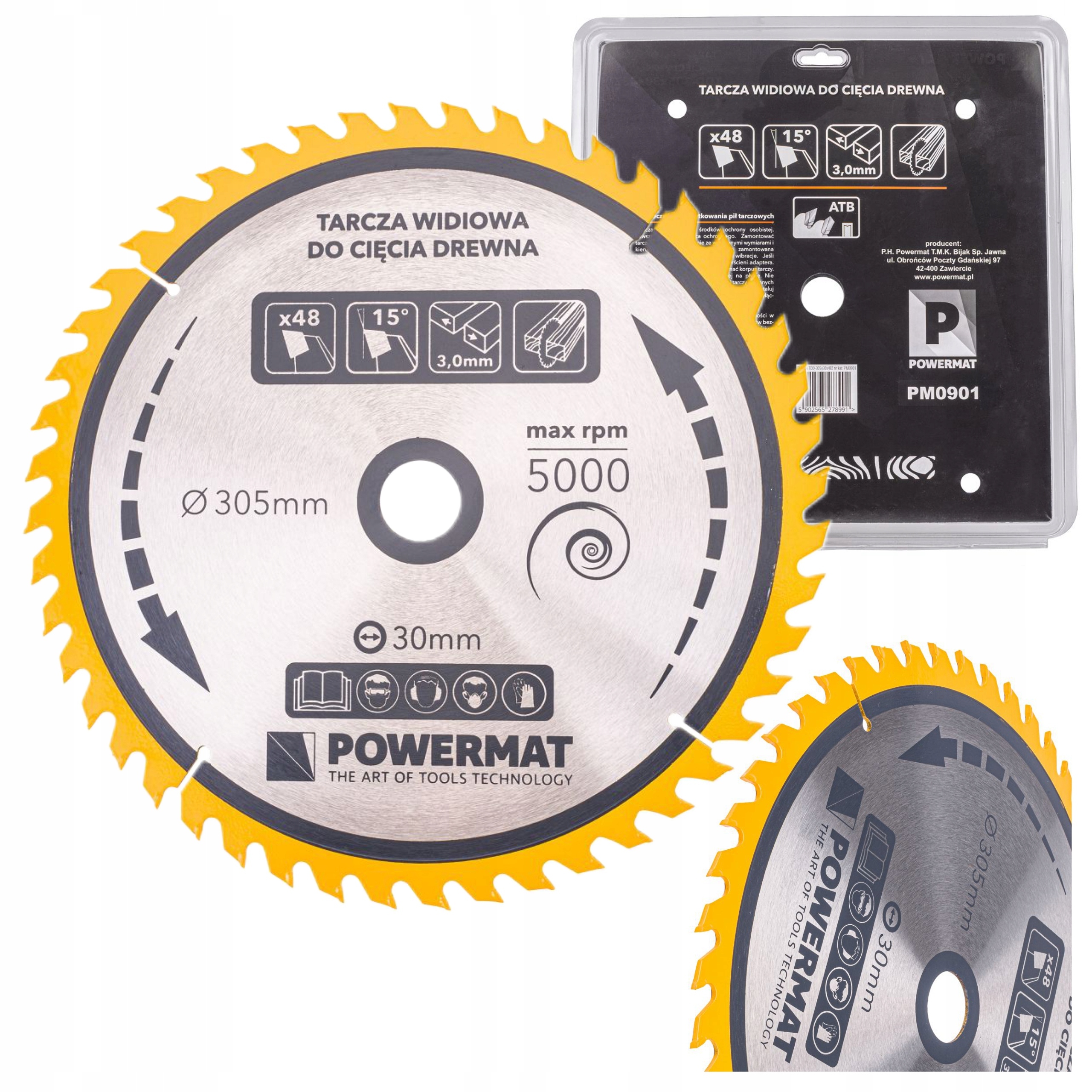 TARCZA WIDIOWA DO DREWNA 305x30 48z POWERMAT TDD-305x30x48Z