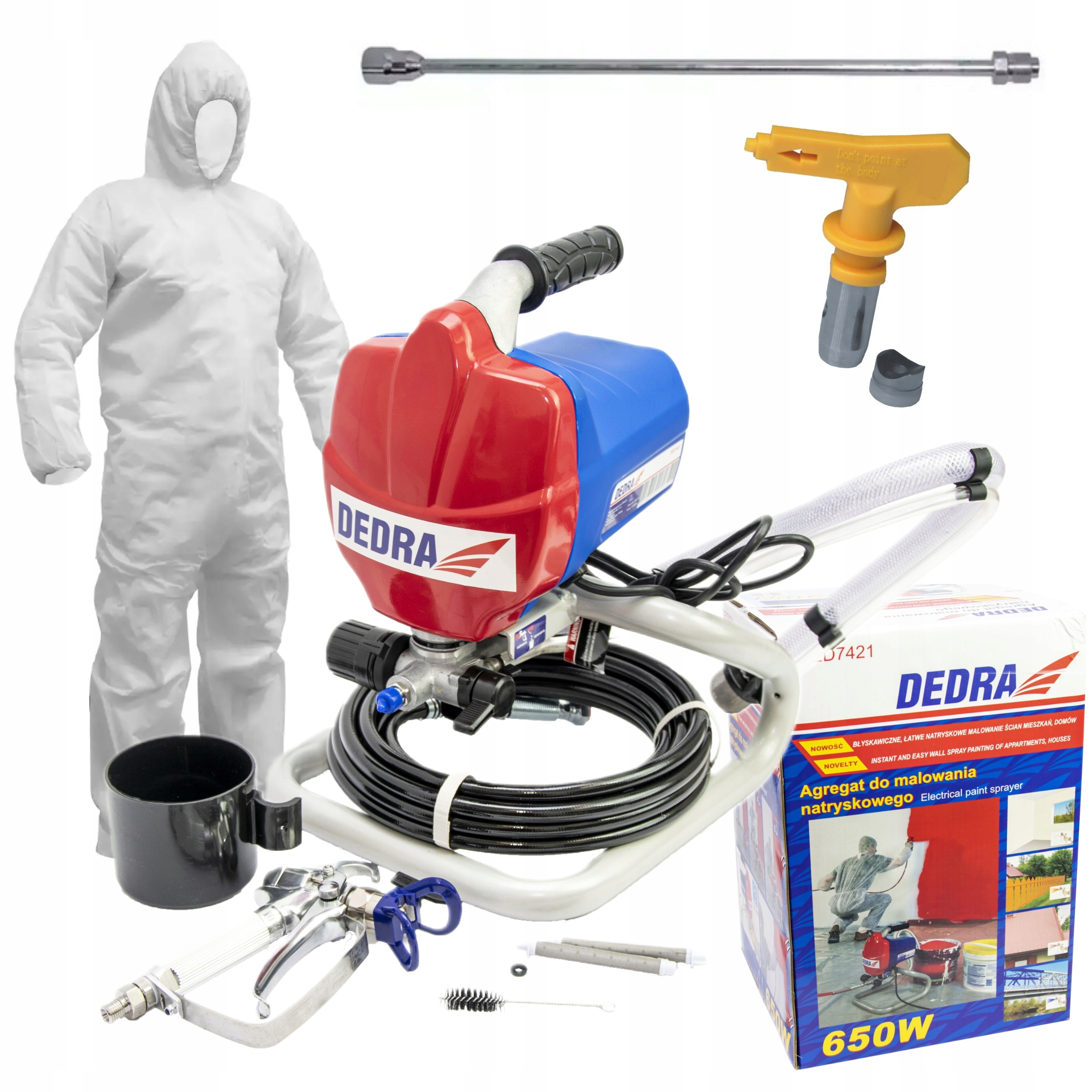 AGREGAT MALARSKI HYDRODYNAMICZNY DEDRA + PRZEDŁUŻKA 50CM 2 DYSZE KOMBINEZON