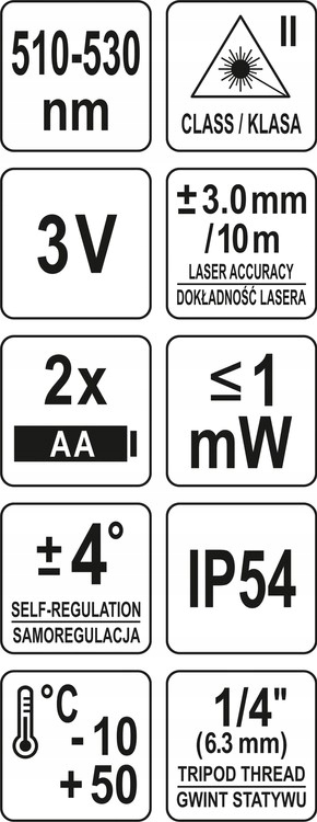 STHOR POZIOMICA LASER KRZYŻOWY ZIELONY +UCHWYT 10m