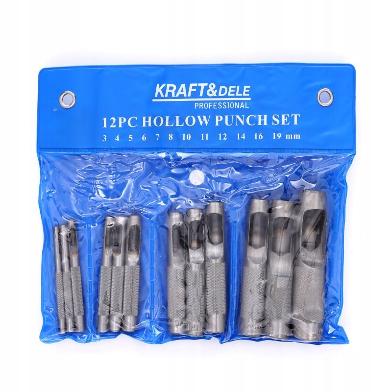 WYCINAKI WYBIJAKI DO OTWORÓW DZIUR SKÓRY 3-19MM ZESTAW 12 SZTUK KD11202