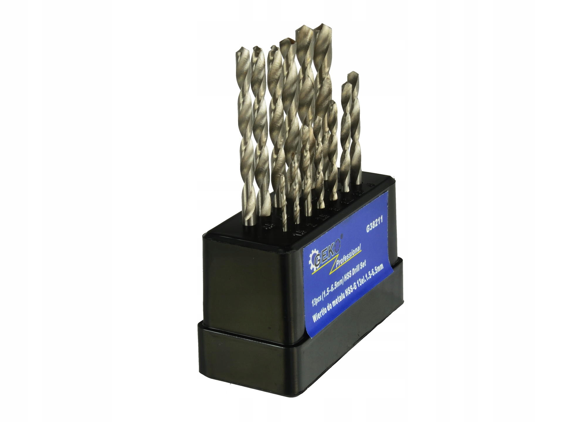 KOMPLET ZESTAW WIERTŁA TYTANOWE METALU HSS 13szt 1,5-6,5MM STOJAK G38211