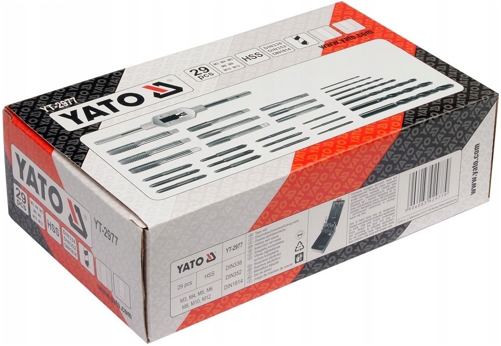 YATO ZESTAW GWINTOWNIKÓW HSS M3-M12, KPL. 29 SZT GWINTOWNIKI RĘCZNE YT-2977