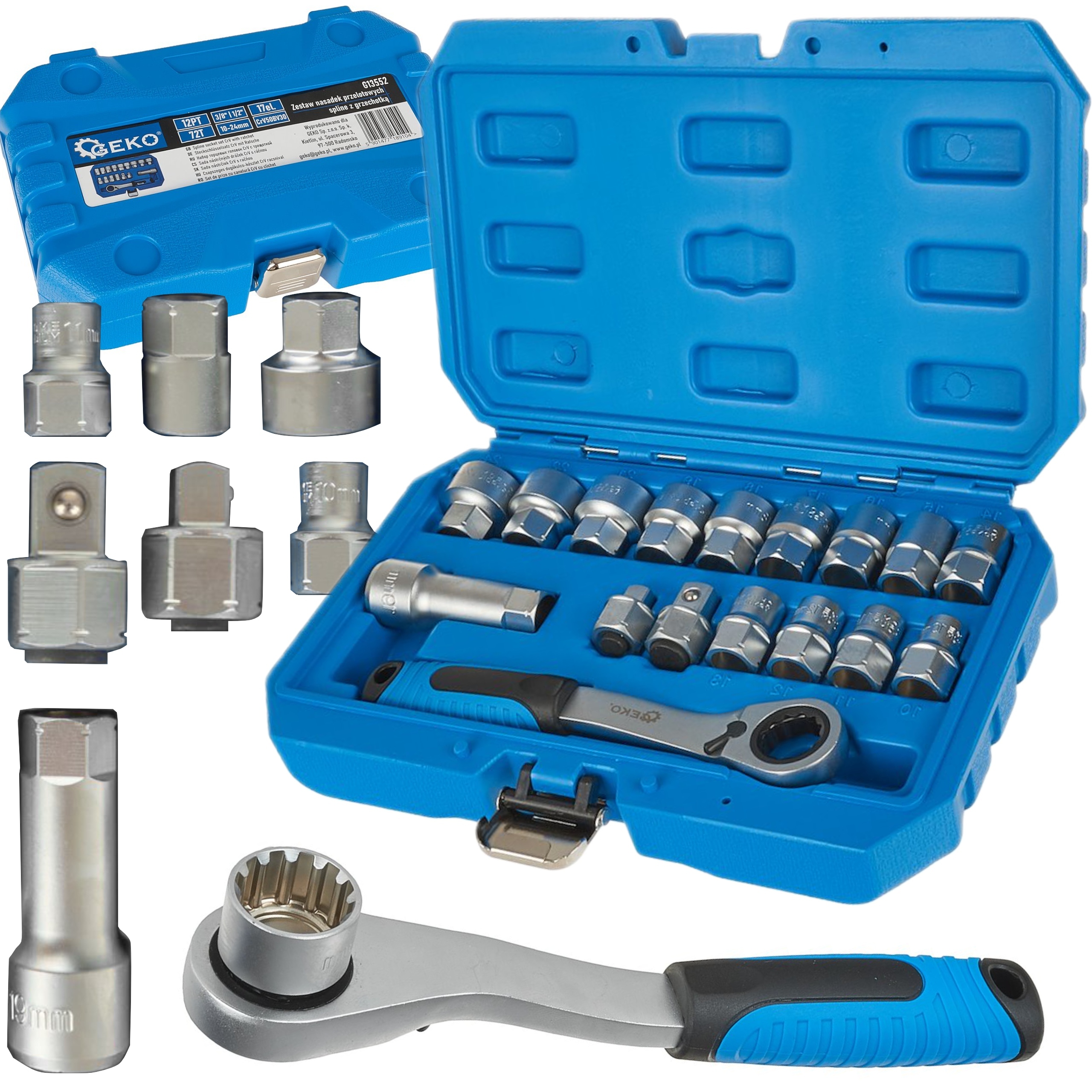 ZESTAW NASADEK PRZELOTOWYCH SPLINE 10-24MM 17EL. CRV GEKO G13552