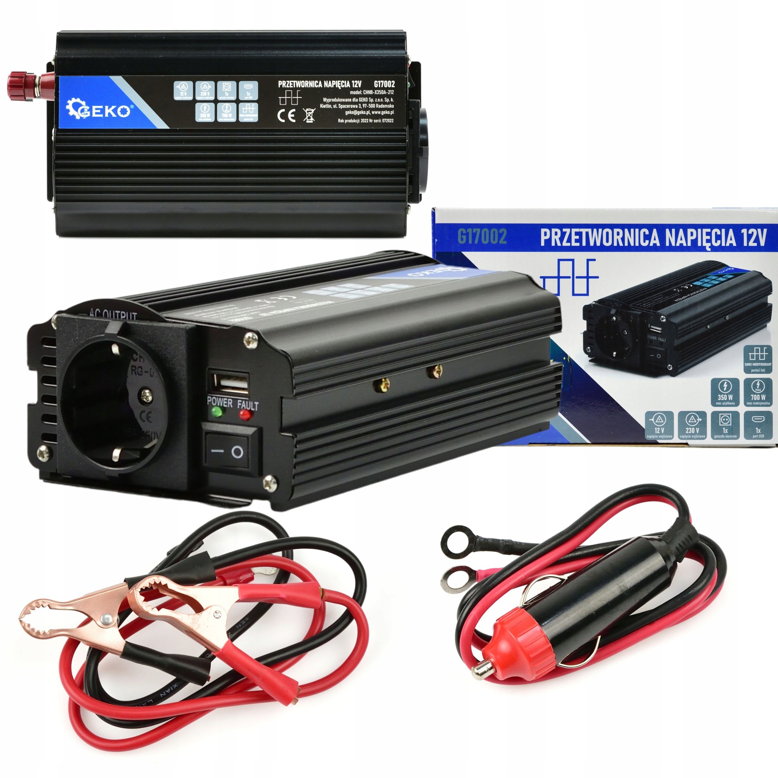 PRZETWORNICA SAMOCHODOWA 12V 230V 350W/700W USB