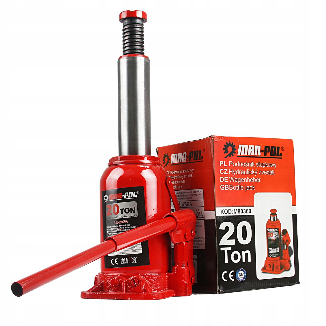 PODNOŚNIK SŁUPKOWY 20T LEWAREK HYDRAULICZNY BUTELKOWY 20T TON MOCNY M80360