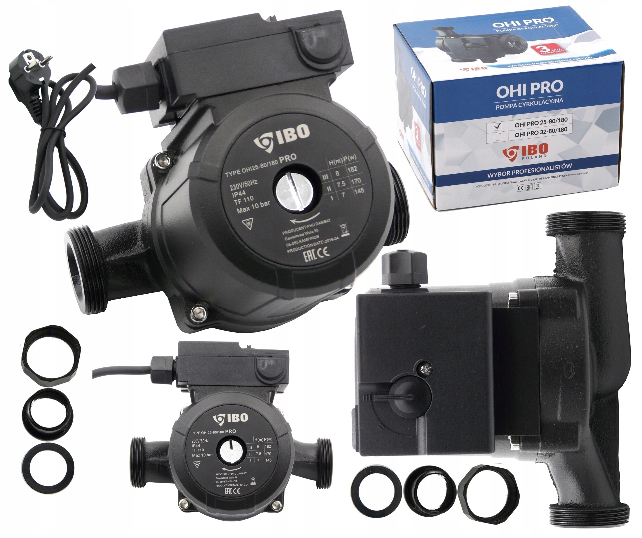 IBO OHI PRO 25-80/180 POMPA CYRKULACYJNA 3BIEGI MOCNA SOLIDNA WYDAJNA 182W