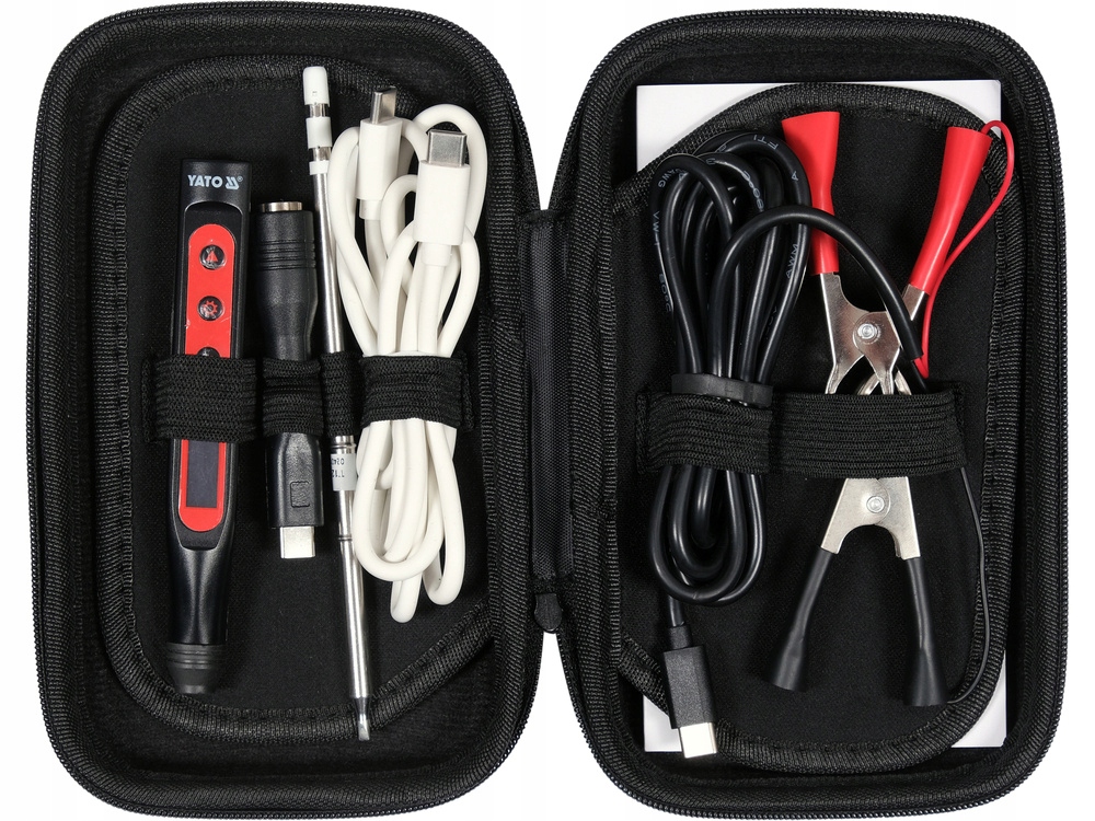 YATO ZESTAW PRZENOŚNA LUTOWNICA CYFROWA GROTOWA 65W GROT T12 USB ADAPTERY