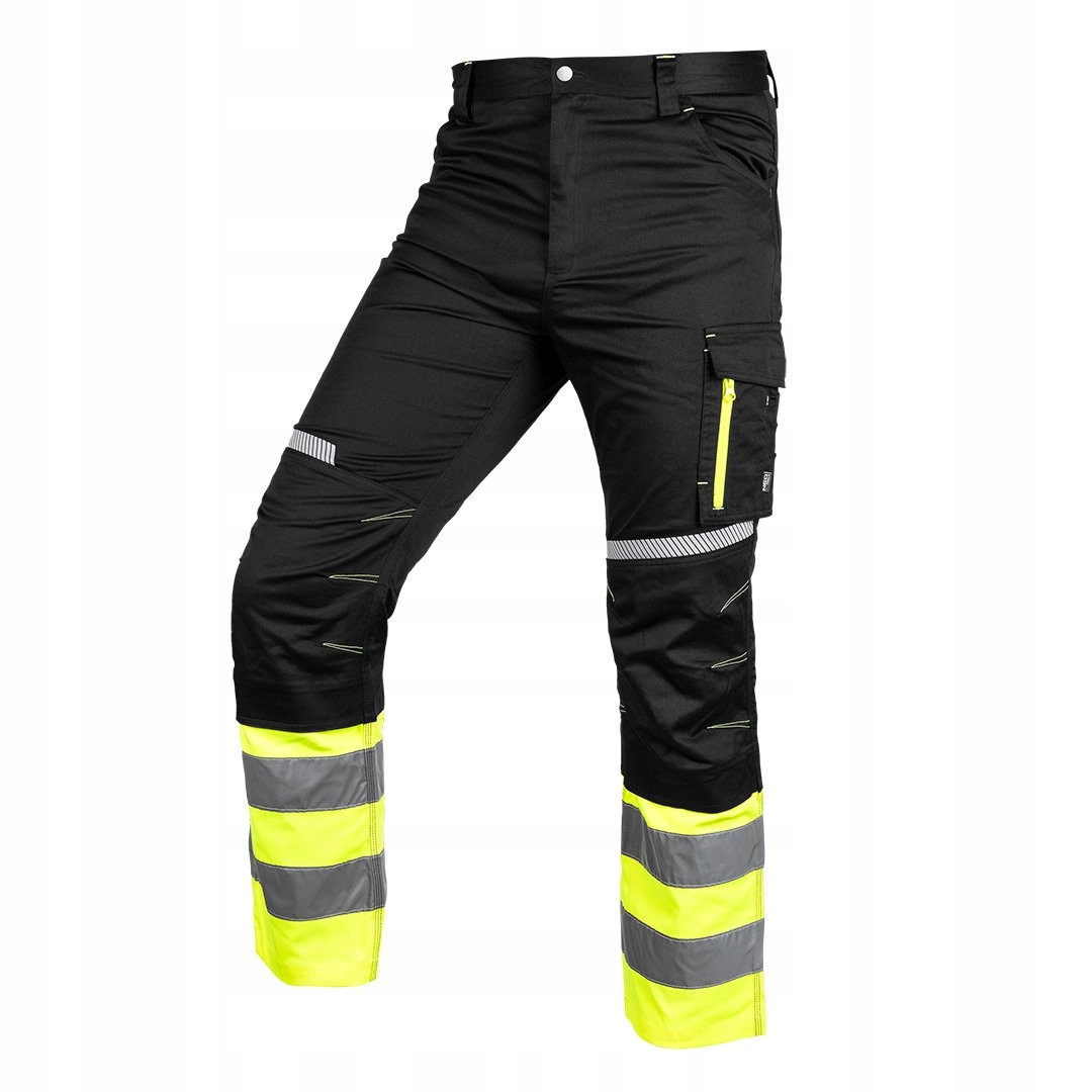 NEO SPODNIE OSTRZEGAWCZE, CZARNO-ŻÓŁTE, TWILL, ROZM. M/50 240G/M2 81-795-M