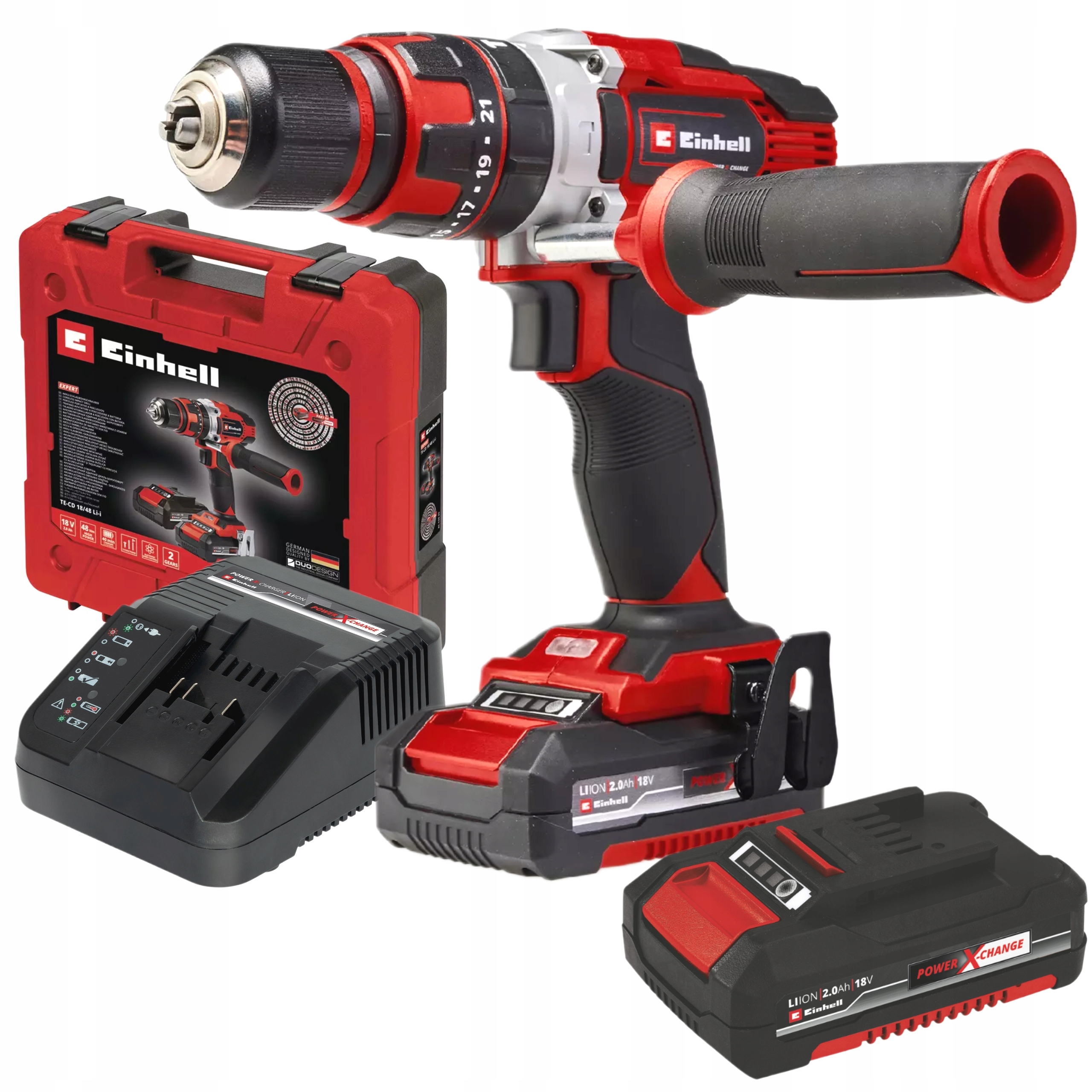 EINHELL WIERTARKO-WKRĘTARKA UDAROWA AKUM 2x2Ah 18V WALIZKA TE-CD 18/48 Li-i