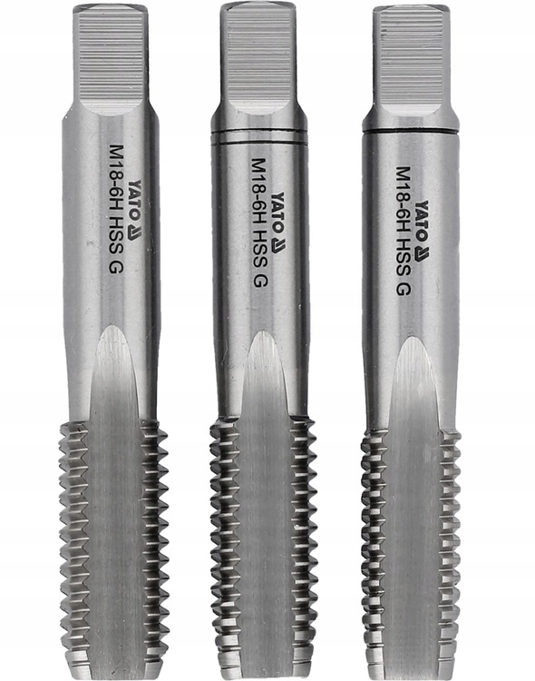 ZESTAW GWINTOWNIKÓW HSS M18 3SZT WSTĘPNY ZDZIERAK WYKAŃCZAK DIN 352 YT-2942