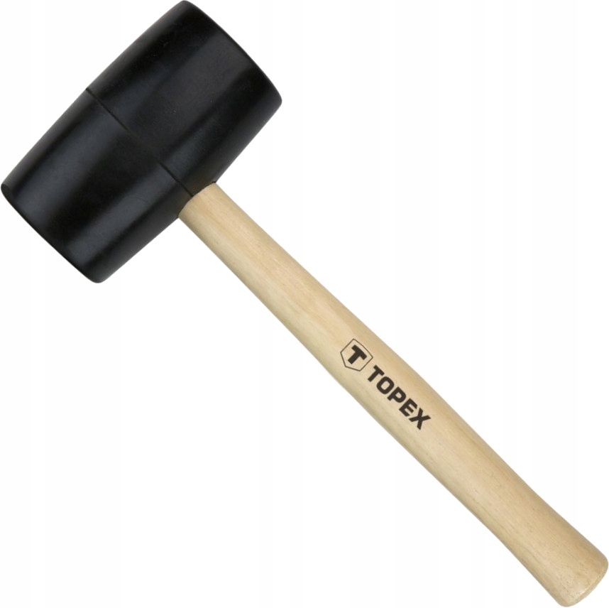 TOPEX MŁOTEK GUMOWY CZARNY O ŚREDNICY 72 MM 900 G, TRZONEK DREWNIANY 02A347