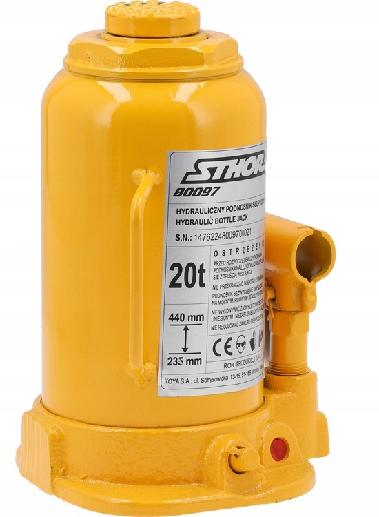 STHOR PODNOŚNIK HYDRAULICZNY BUTELKOWY SŁUPKOWY 20T 235-440MM 80097