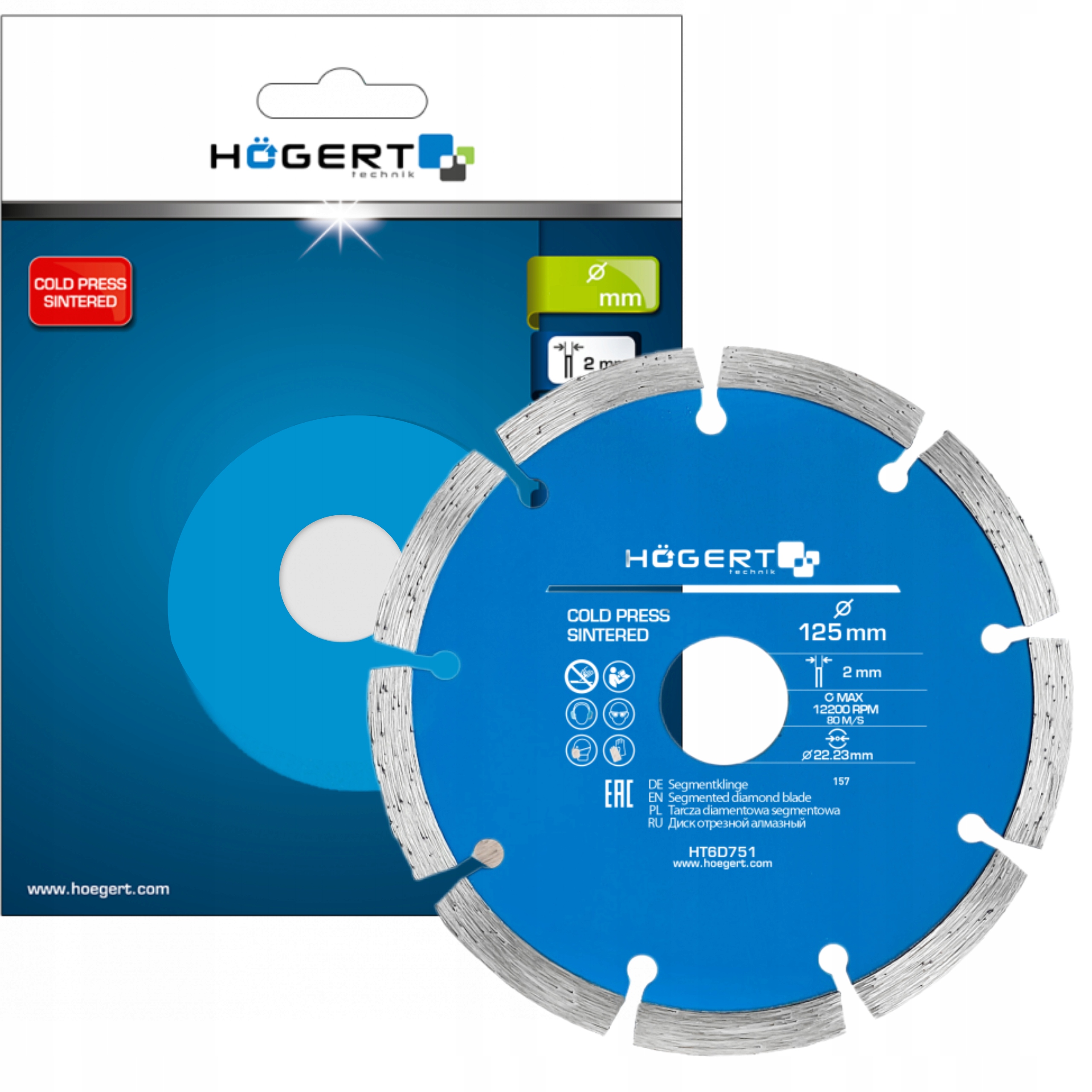 HOGERT TARCZA SEGMENTOWA DIAMENTOWA 125mm X 22.23mm 4800 RPM HT6D751