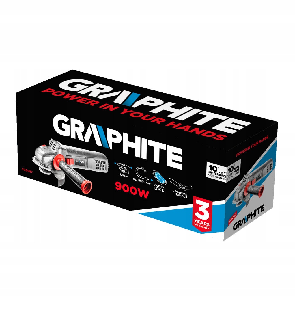 GRAPHITE 59G087 SZLIFIERKA 125mm 900W 3 xTARCZA