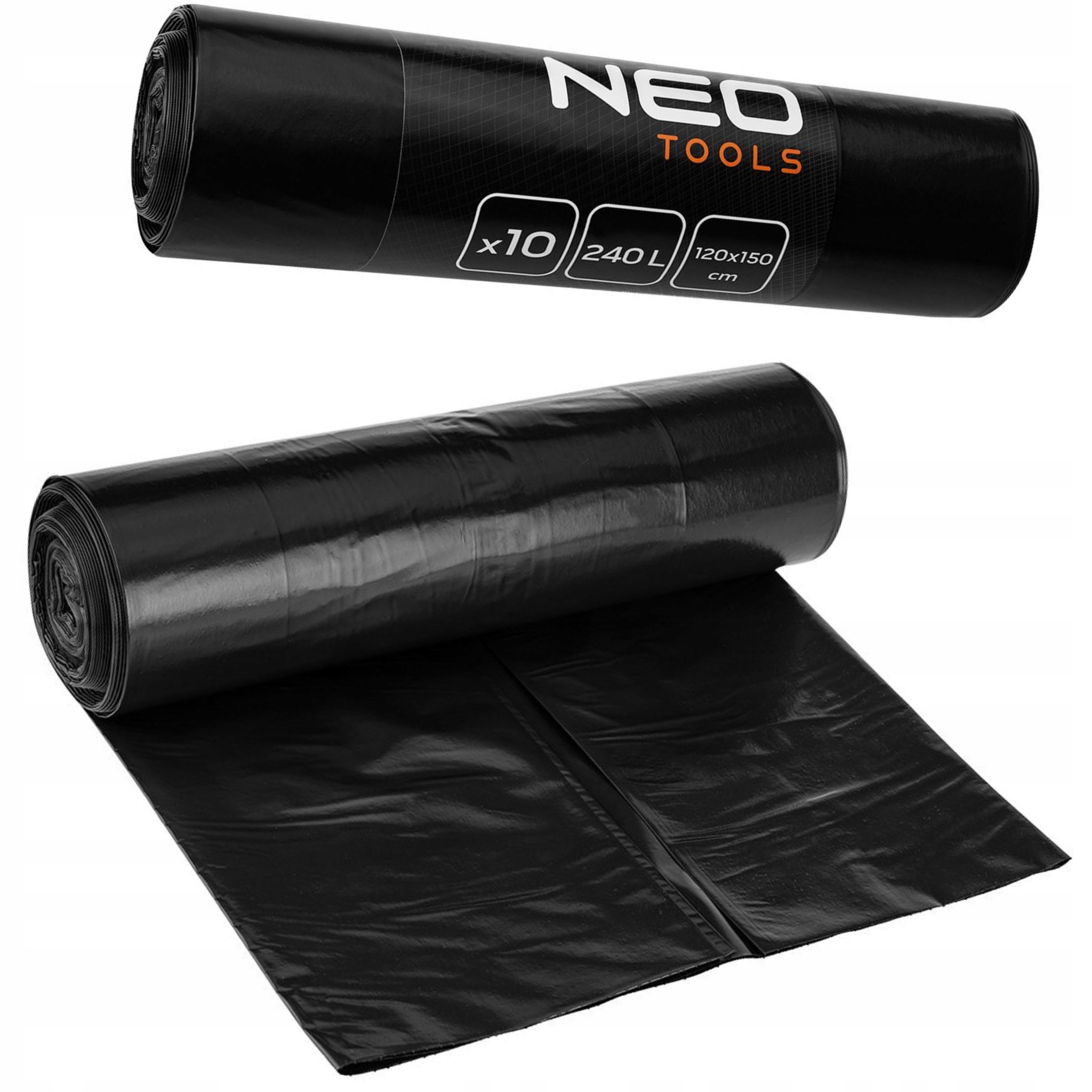NEO WORKI BUDOWLANE 240 L CZARNE 10 SZTUK 60 MIC 15-989