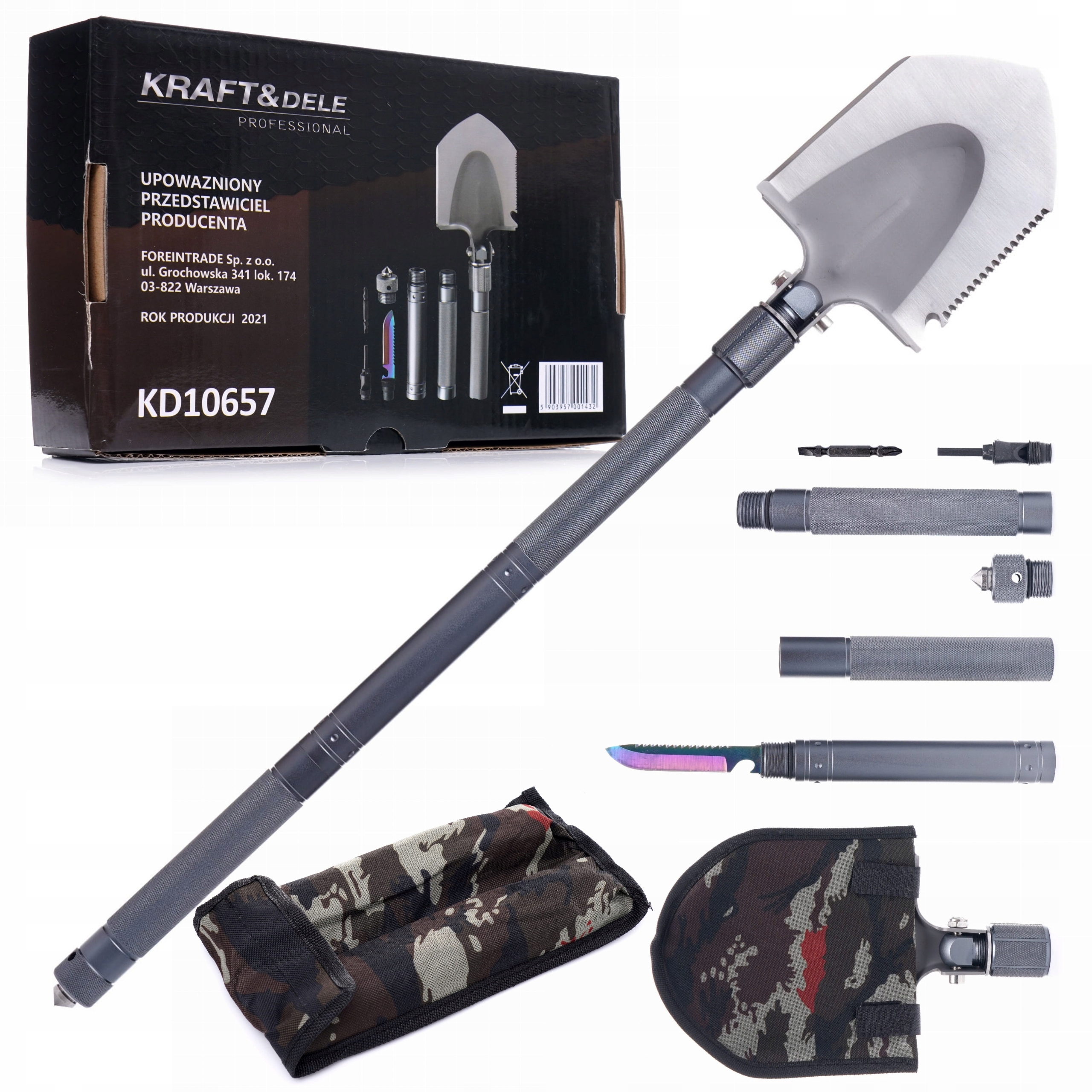 KRAFT&DELE SAPERKA SURVIVALOWA WOJSKOWA WIELOFUNKCYJNA 16w1 ETUI KD10657