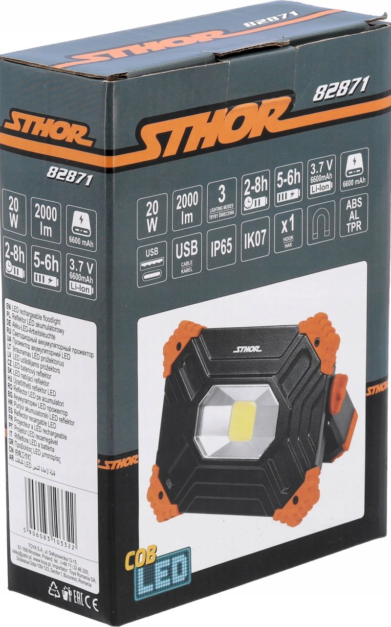 REFLEKTOR LAMPA ROBOCZA HALOGEN LED 20W COB 2000LM PRZENOŚNY AKUMULATOROWY