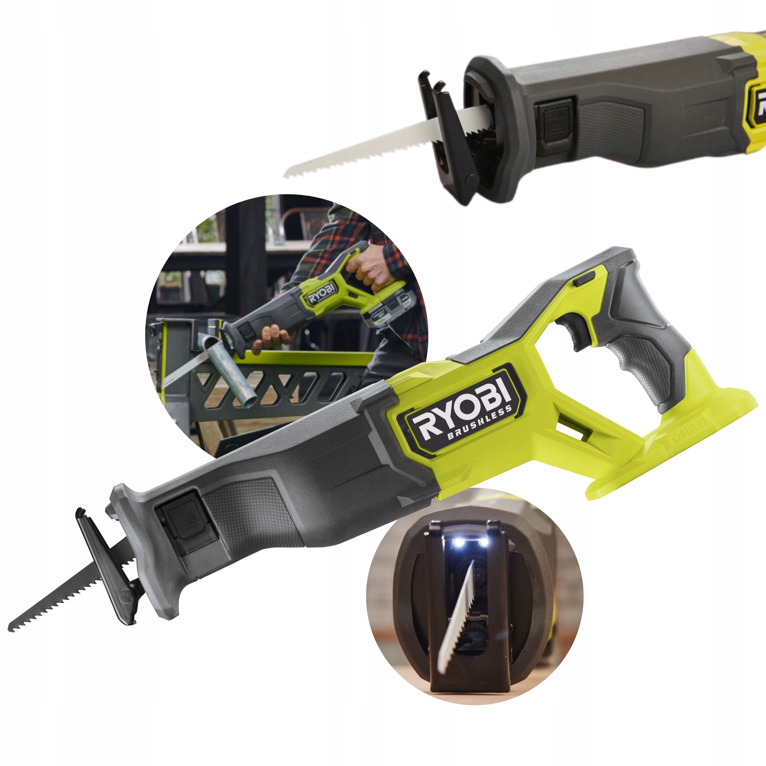 RYOBI PIŁARKA PIŁA SZABLASTA BEZSZCZOTKOWA LED AKUMULATOROWA 18V RRS18BL-0