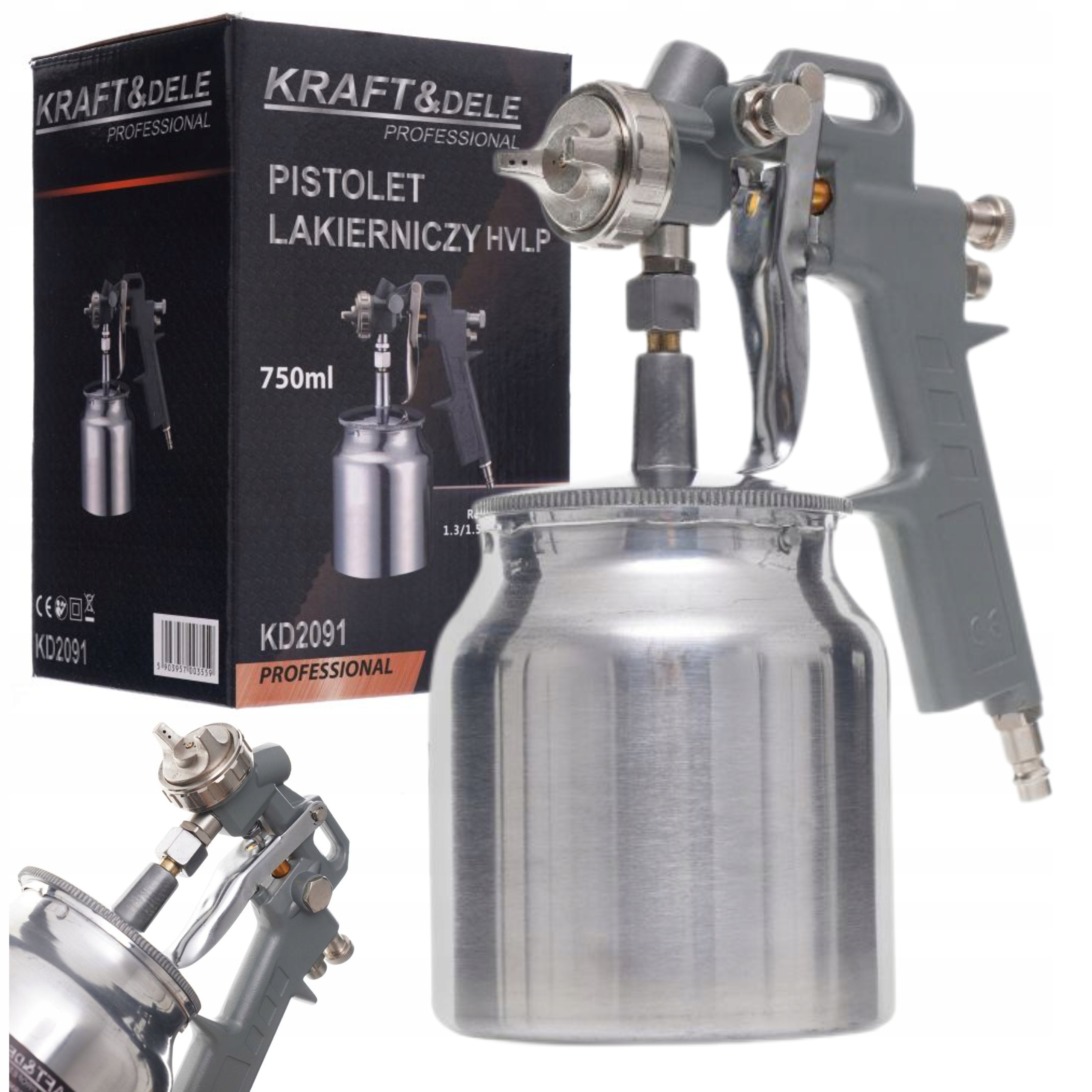 KRAFT&DELE PISTOLET LAKIERNICZY HVLP 750ML DYSZA 1,8MM KD2091