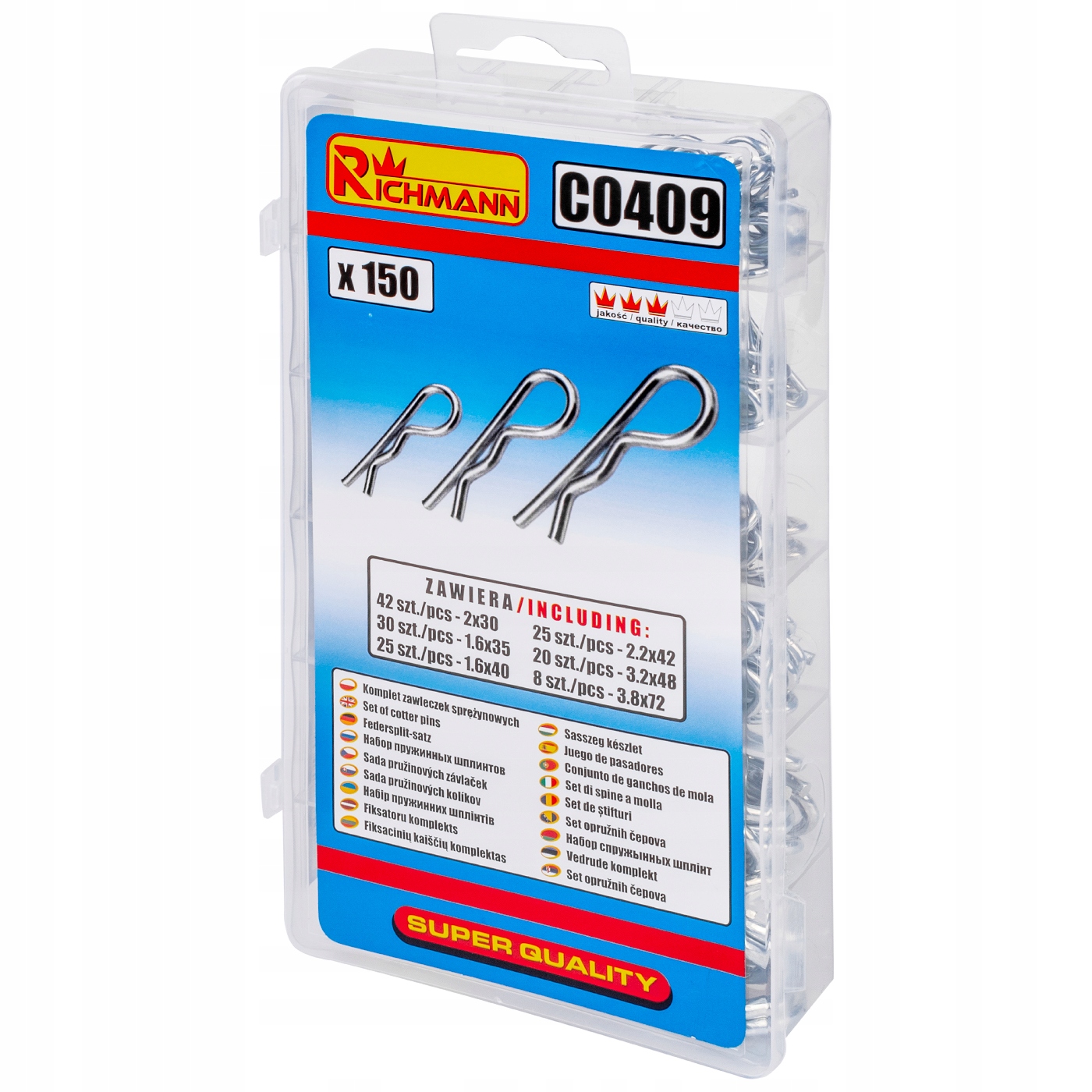 KOMPLET ZAWLECZKI ZAWLECZEK SPRĘŻYNOWYCH 150 SZT