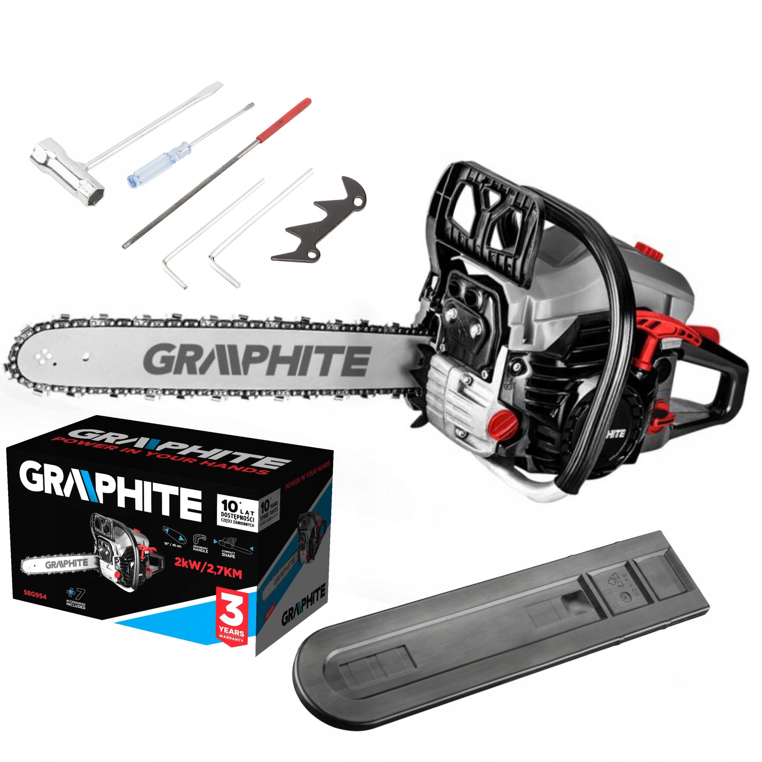 GRAPHITE PILARKA PIŁA ŁAŃCUCHOWA SPALINOWA 2KW 2.7KM PROWADNICA 18" 58G954