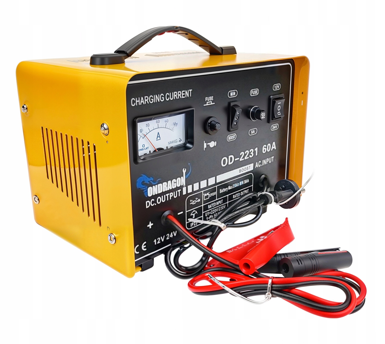 PROSTOWNIK SAMOCHODOWY Z ROZRUCHEM DO ŁADOWANIA MOCNY 60A ROZRUCH 12/24V