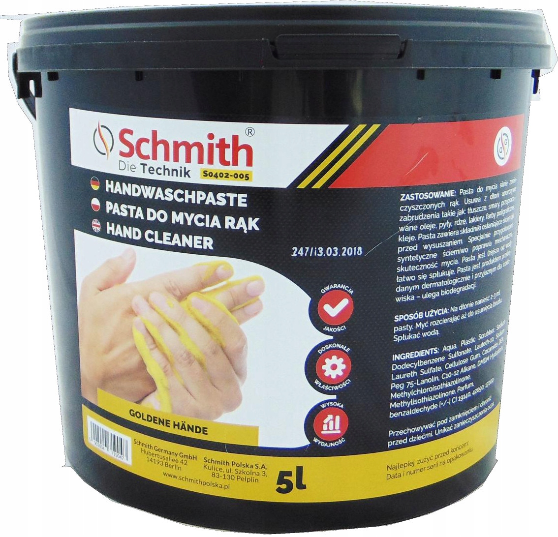 SCHMITH ŚCIERNIWO NIEMIECKA PASTA DO MYCIA ZABRUDZONYCH RĄK BHP 5L 0402-005