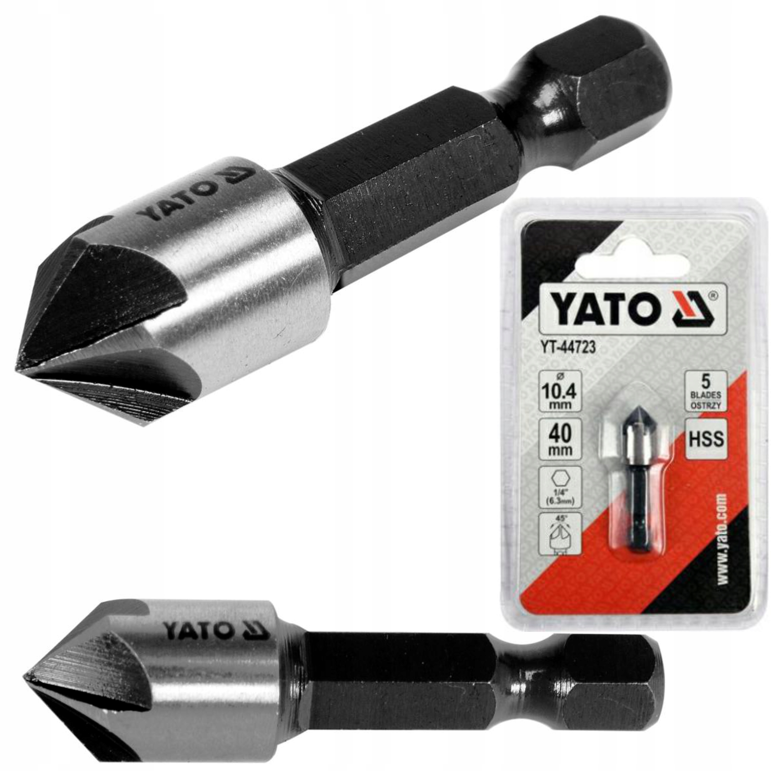 YATO POGŁĘBIACZ ZE STALI SZYBKOTNĄCEJ HSS DO METALU 10,4MM HEX YT-44723