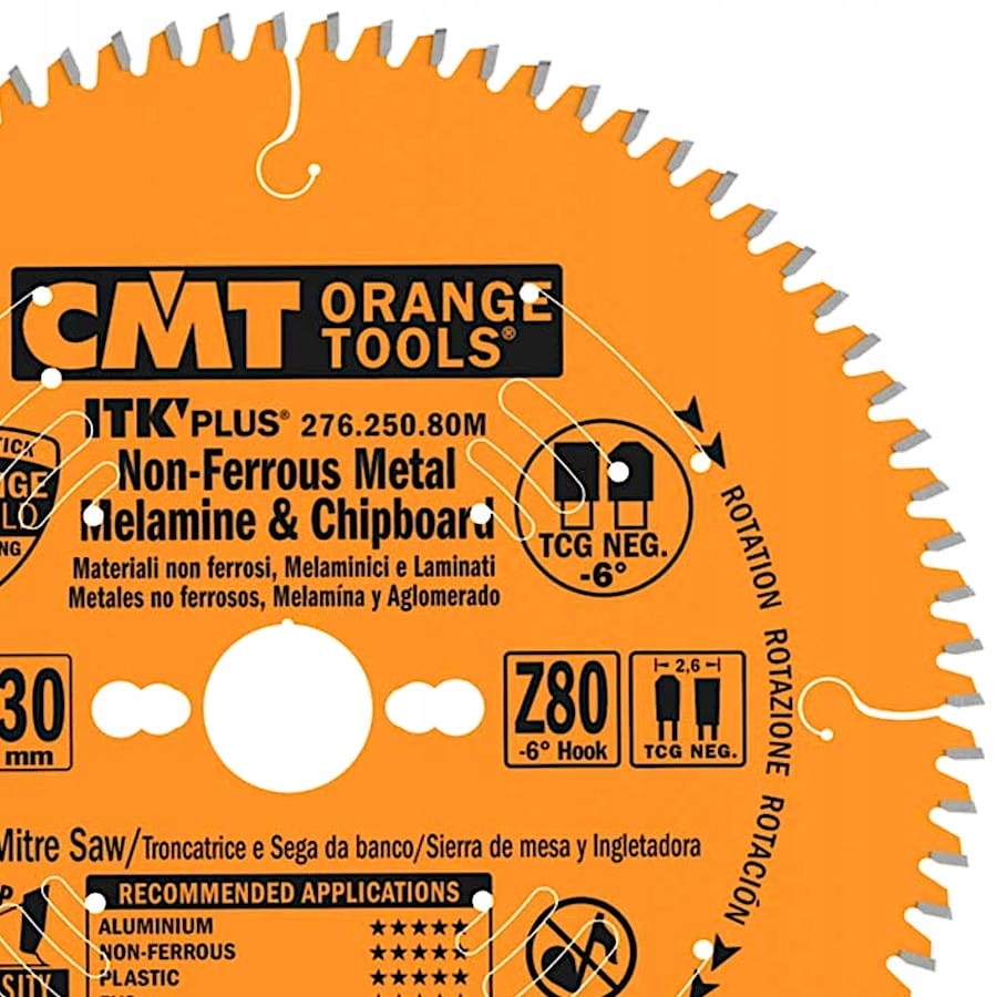 CMT PIŁA NIEŻELAZNYCH PŁYT LAMINOWANYCH I KOMPOZYTÓW 250X30MM 276.250.80M