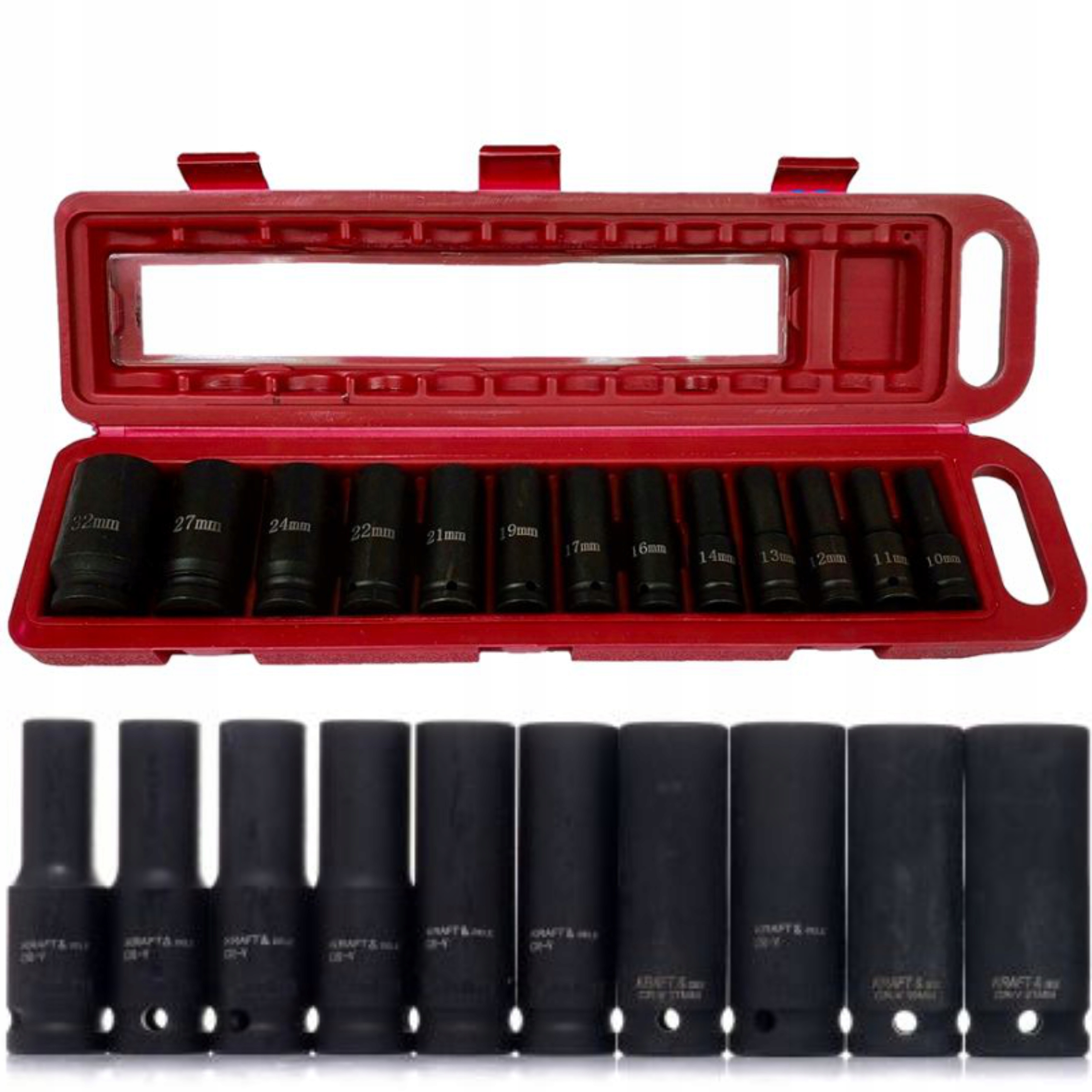 ZESTAW NASADEK UDAROWYCH 1/2" 10-30mm NASADKI UDAROWE 13 SZTUK KRAFT