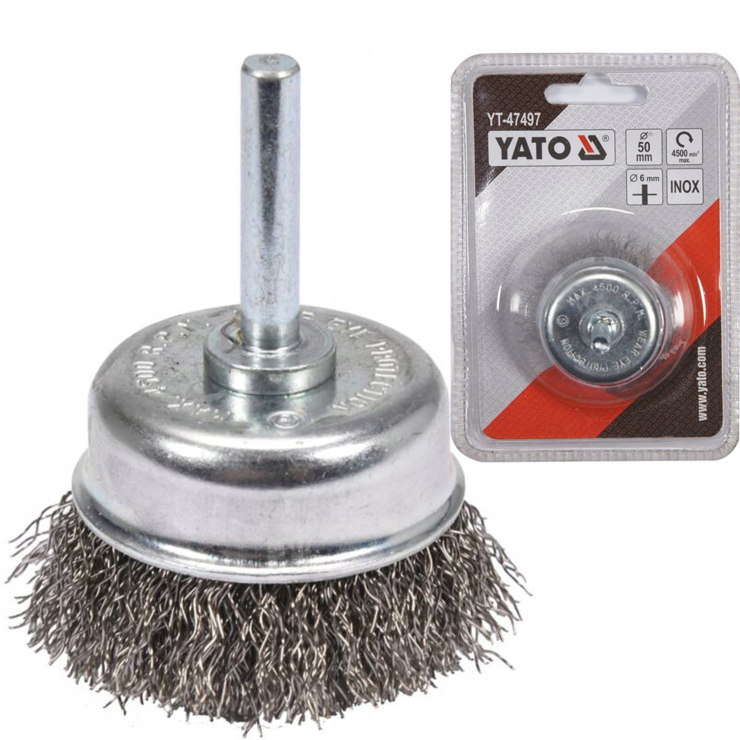 YATO YT-47497 SZCZOTKA CZOŁOWA Z TRZPIENIEM 50mm DRUT INOX YATO