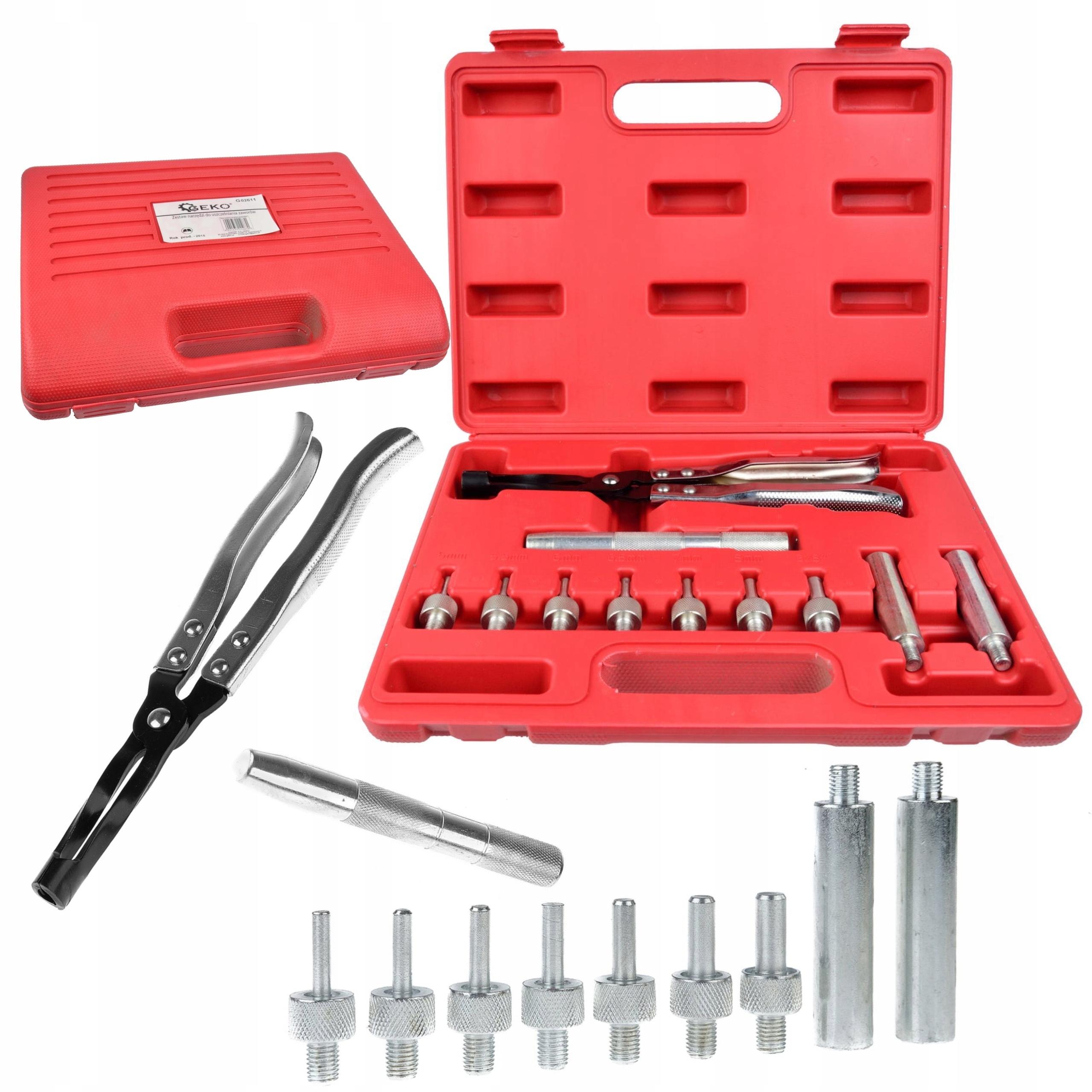 ZESTAW DO MONTAŻU ZAWORÓW SZCZYPCE DO USZCZELEK WALIZKA GEKO G02611