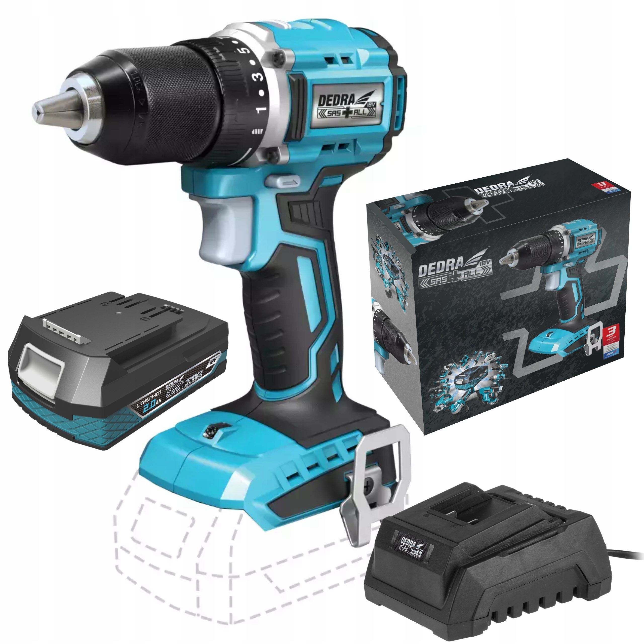DEDRA WIERTARKO-WKRĘTARKA AKUMULATOROWA BEZSZCZOTKOWA DED7143 18V 50Nm +2Ah