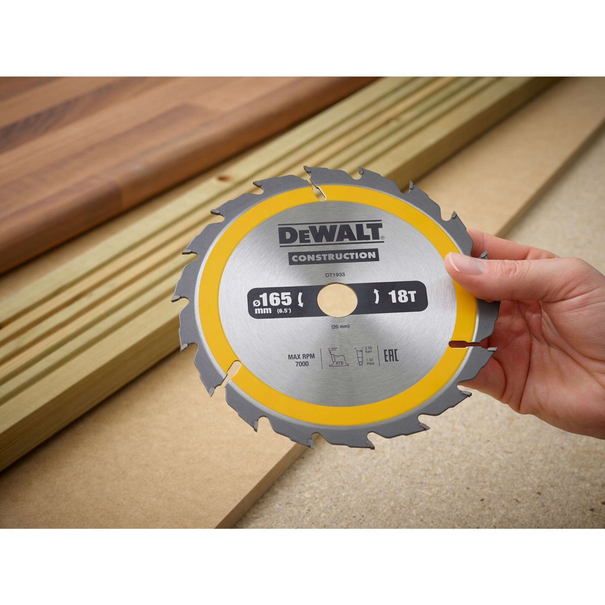 DEWALT TARCZA PIŁA DO DREWNA 165MM 20MM 18Z DT1933