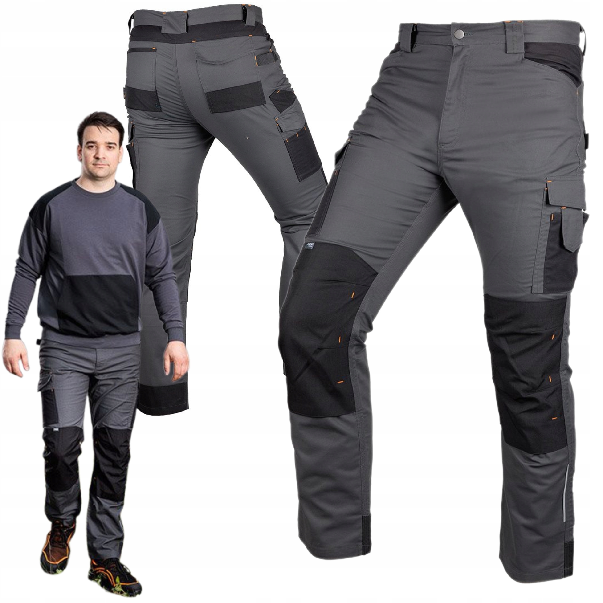 NEO SPODNIE ROBOCZE MIX&MATCH CANVAS WZMOCNIENIA SZARO-CZARNE 81-350-2 XXXL