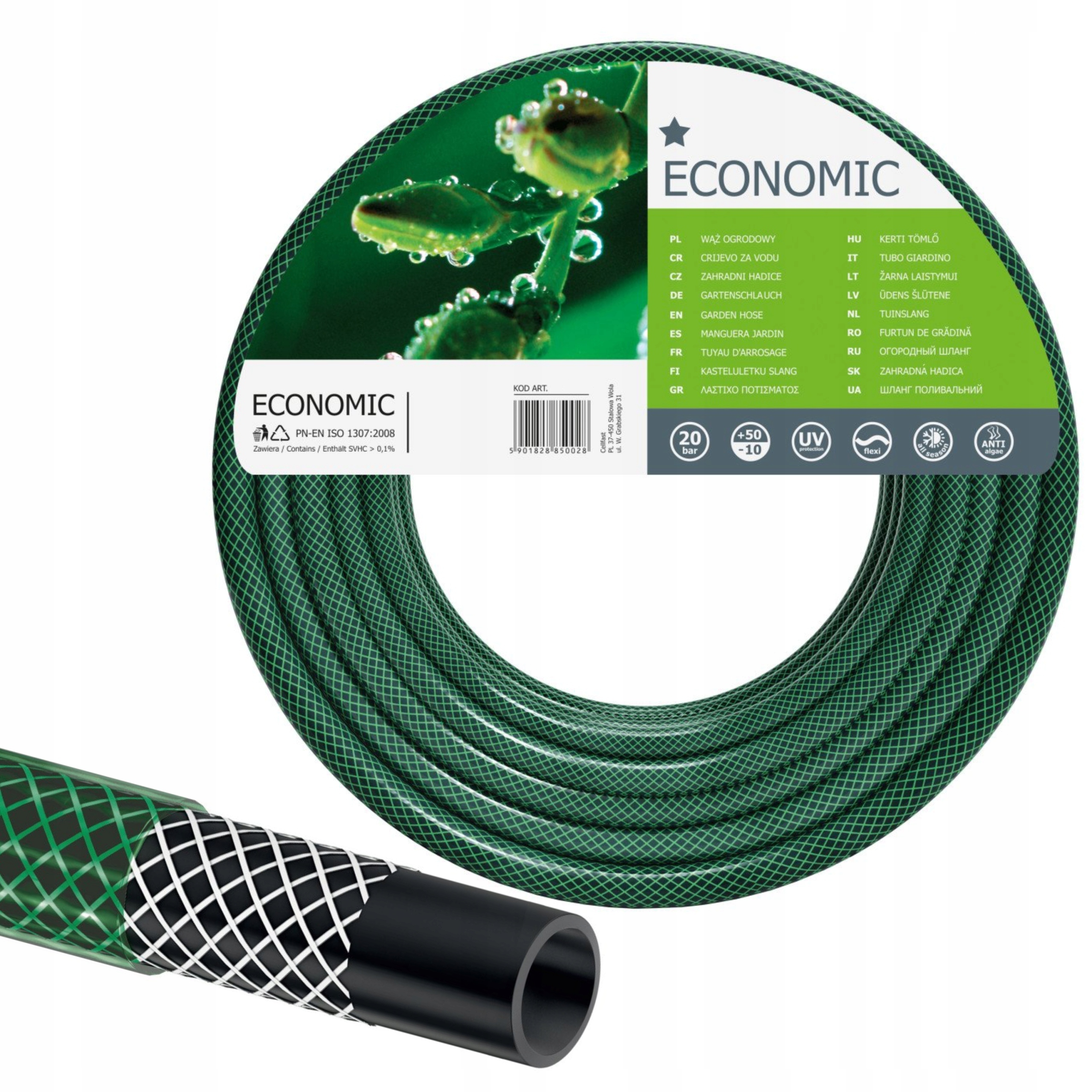 CELLFAST WĄŻ OGRODOWY ECONOMIC 30 BAR 3-WARSTWOWY 1/2" 50M POLSKI PRODUKT