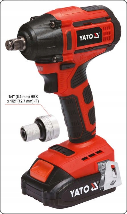 YATO ZAKRĘTARKA UDAROWA KLUCZ 18V BEZSZCZOTKOWA AKUMULATOROWA +3Ah YT-82802