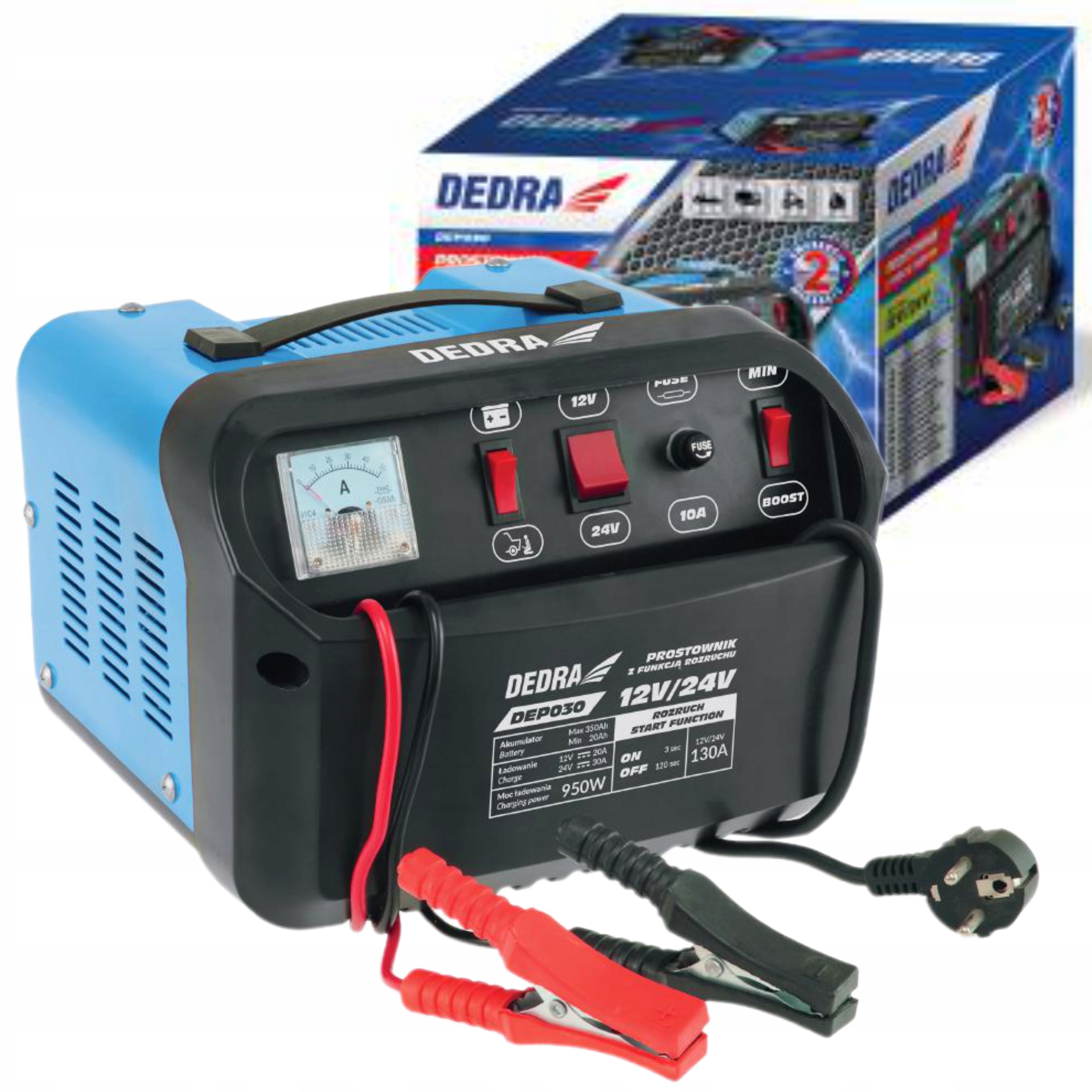 DEDRA PROSTOWNIK Z ROZRUCHEM ROZRUCH 12/24V 20-350AH 950W DEP030 AKUMULATOR