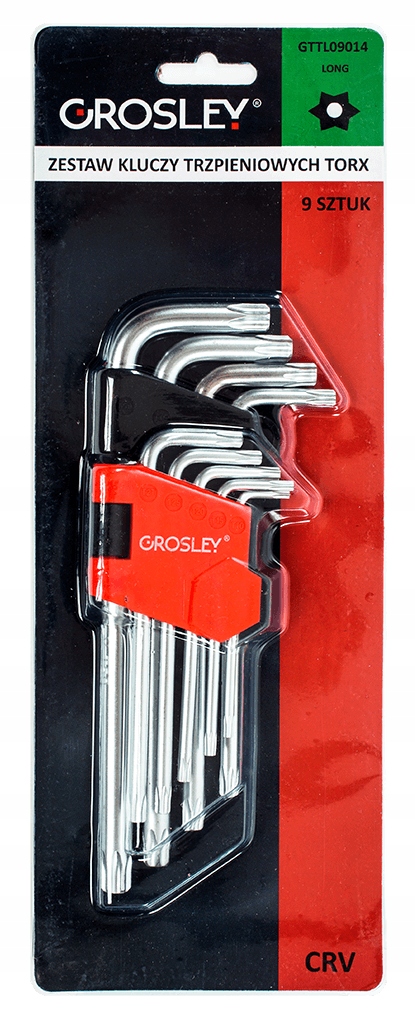 GROSLEY KOMPLET ZESTAW KLUCZY TRZPIENIOWYCH TORX DŁUGICH - 9 SZT. GR54008