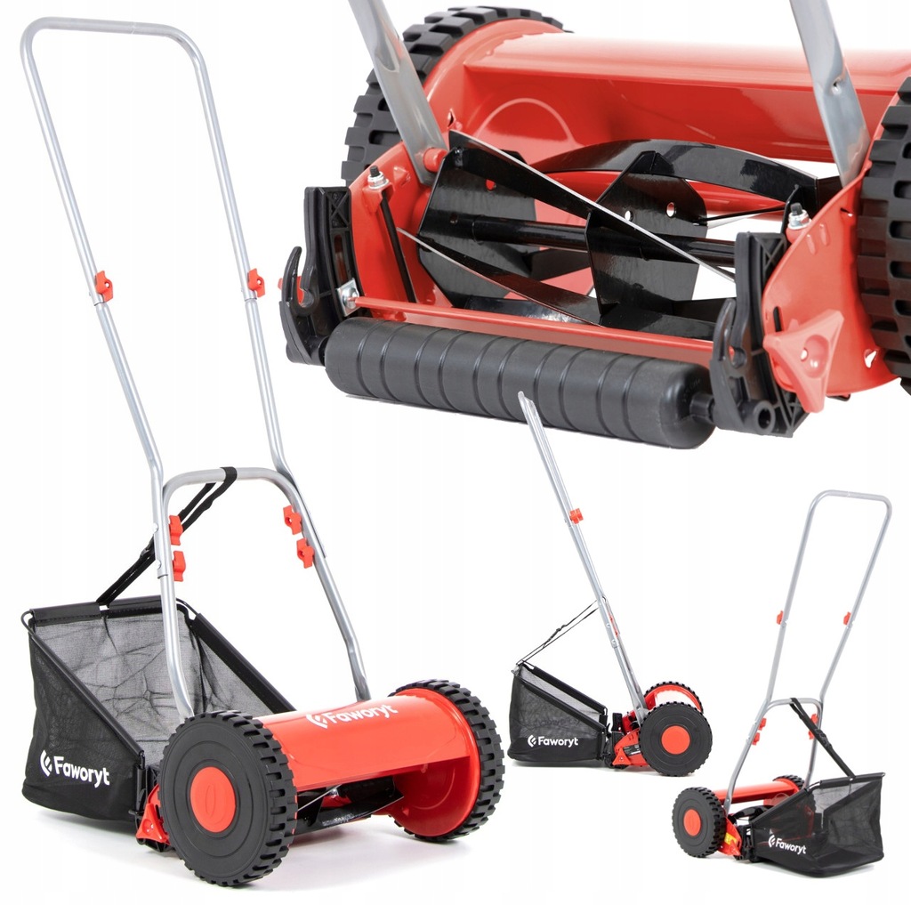 KOSIARKA RĘCZNA PCHANA MECHANICZNA BĘBNOWA TKR300 Z KOSZEM 30cm 14-47 mm