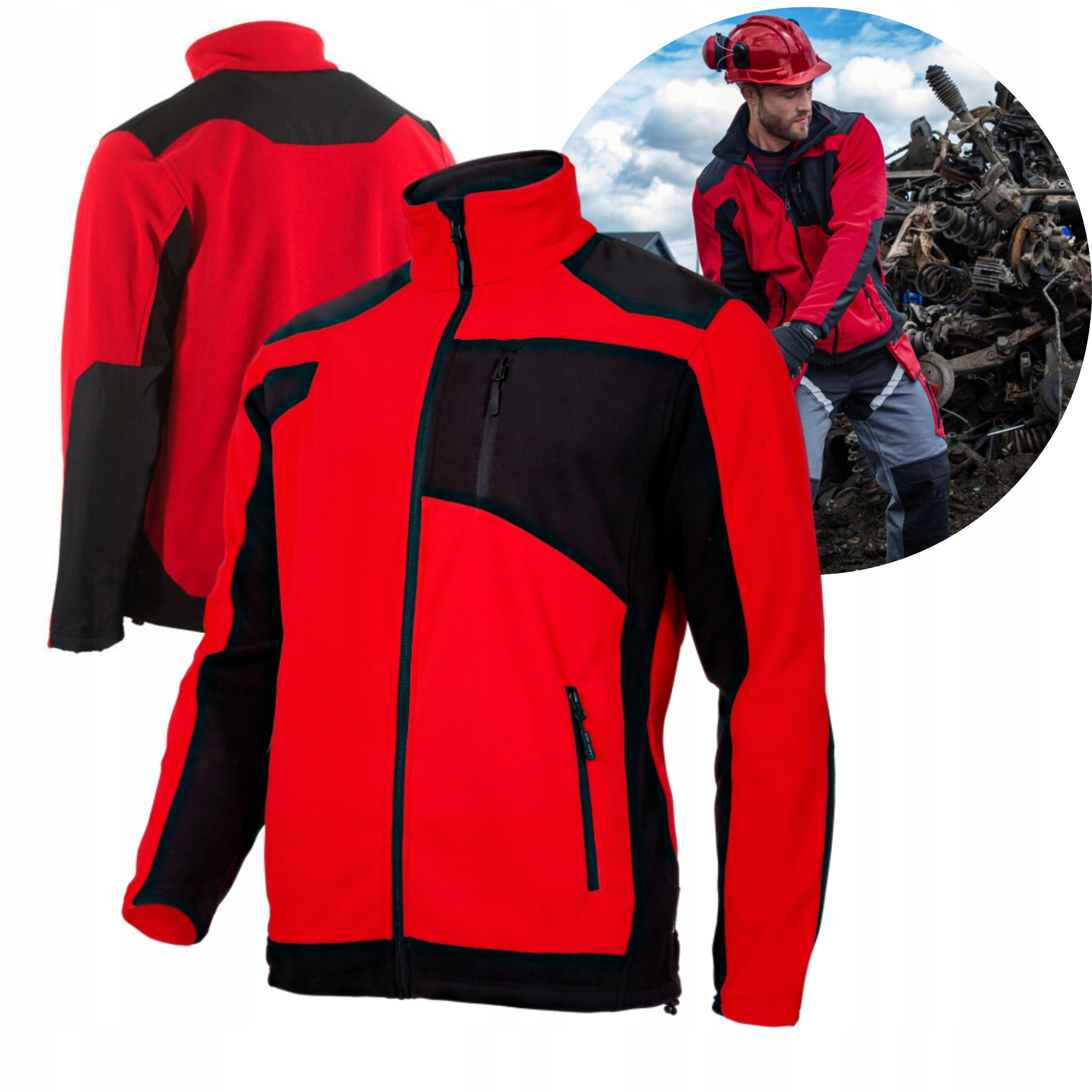 BLUZA ROBOCZA WZMOCNIONA POLAR CZERWONY CIEPŁY 290G/M2 LAHTI PR 4011502 M