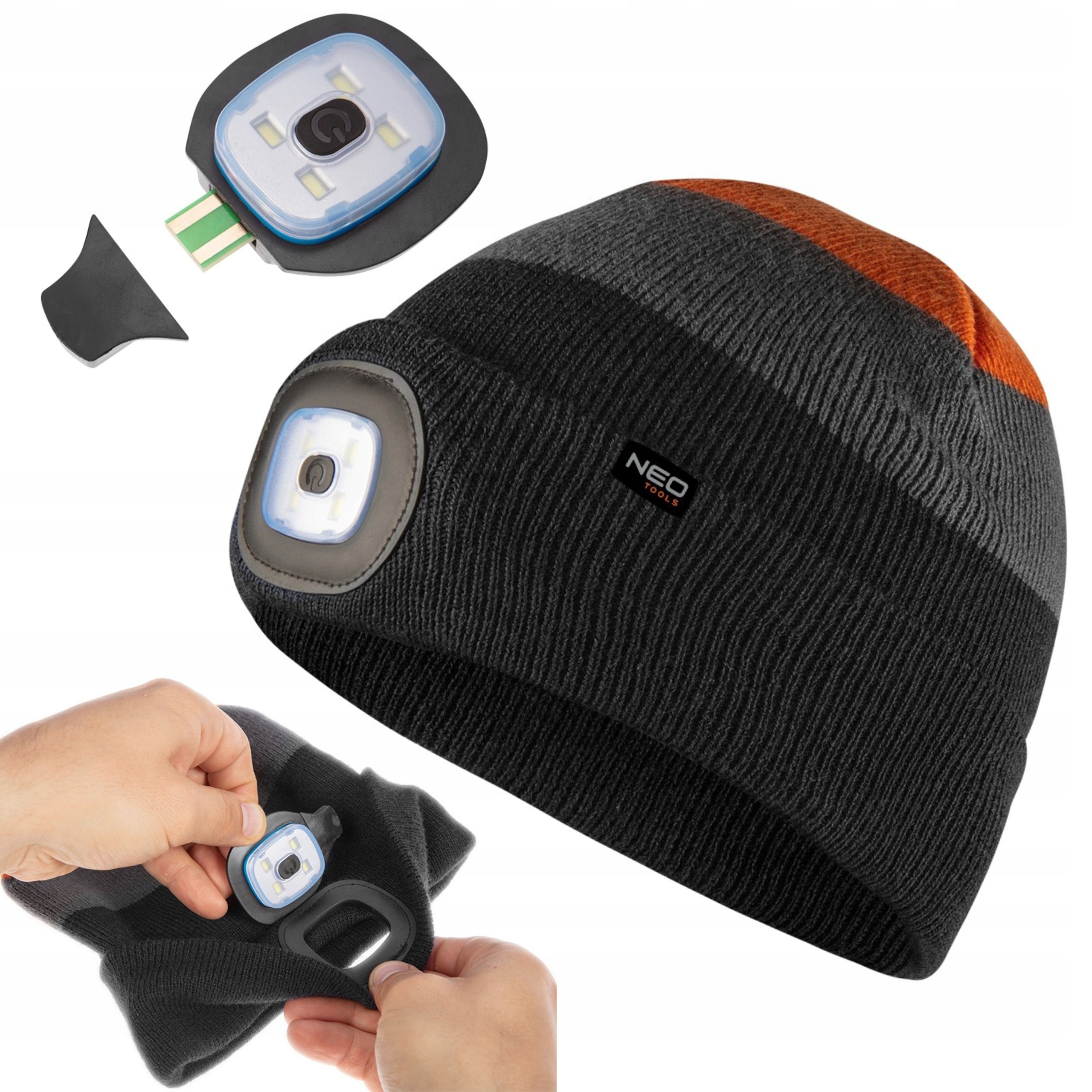 NEO TOOLS CZAPKA ROBOCZA Z LATARKĄ LED CZOŁÓWKA WARM 180 LM USB IP43 81-631
