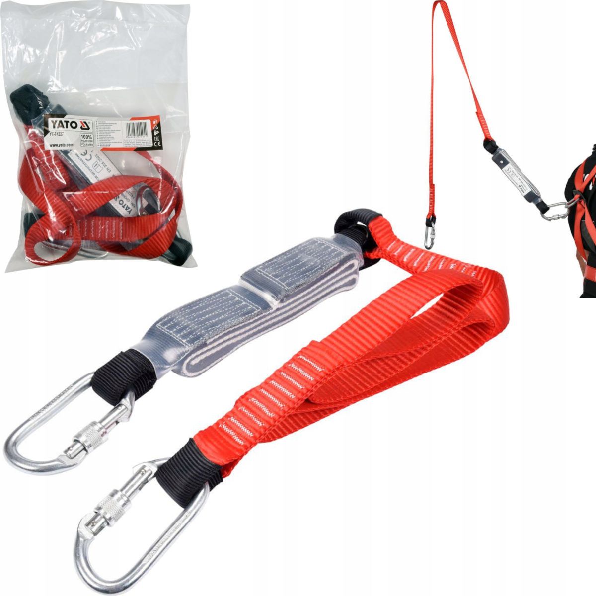 YATO TAŚMOWY AMORTYZATOR BEZPIECZEŃSTWA Z LINKĄ I SZELKAMI 1,8M 30MM